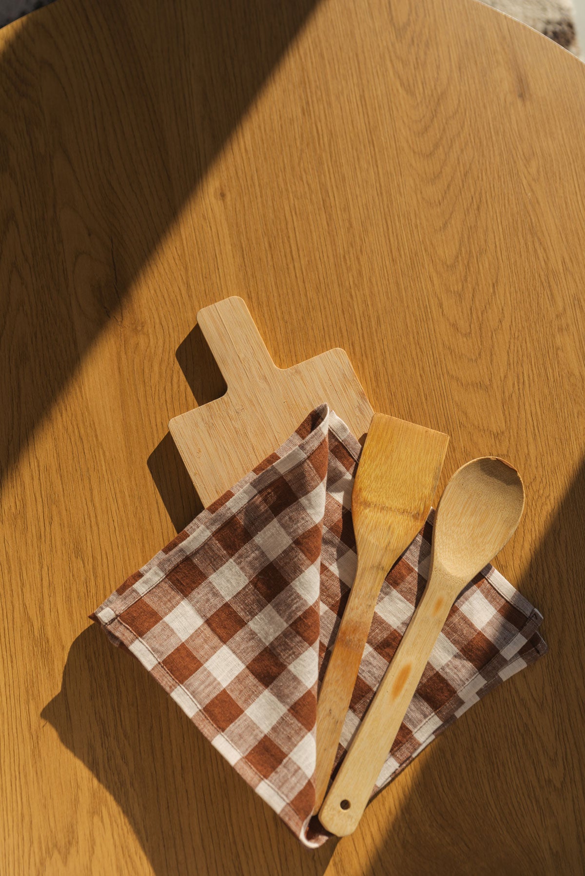 Linen placemats set of 2 in Mocha Gingham