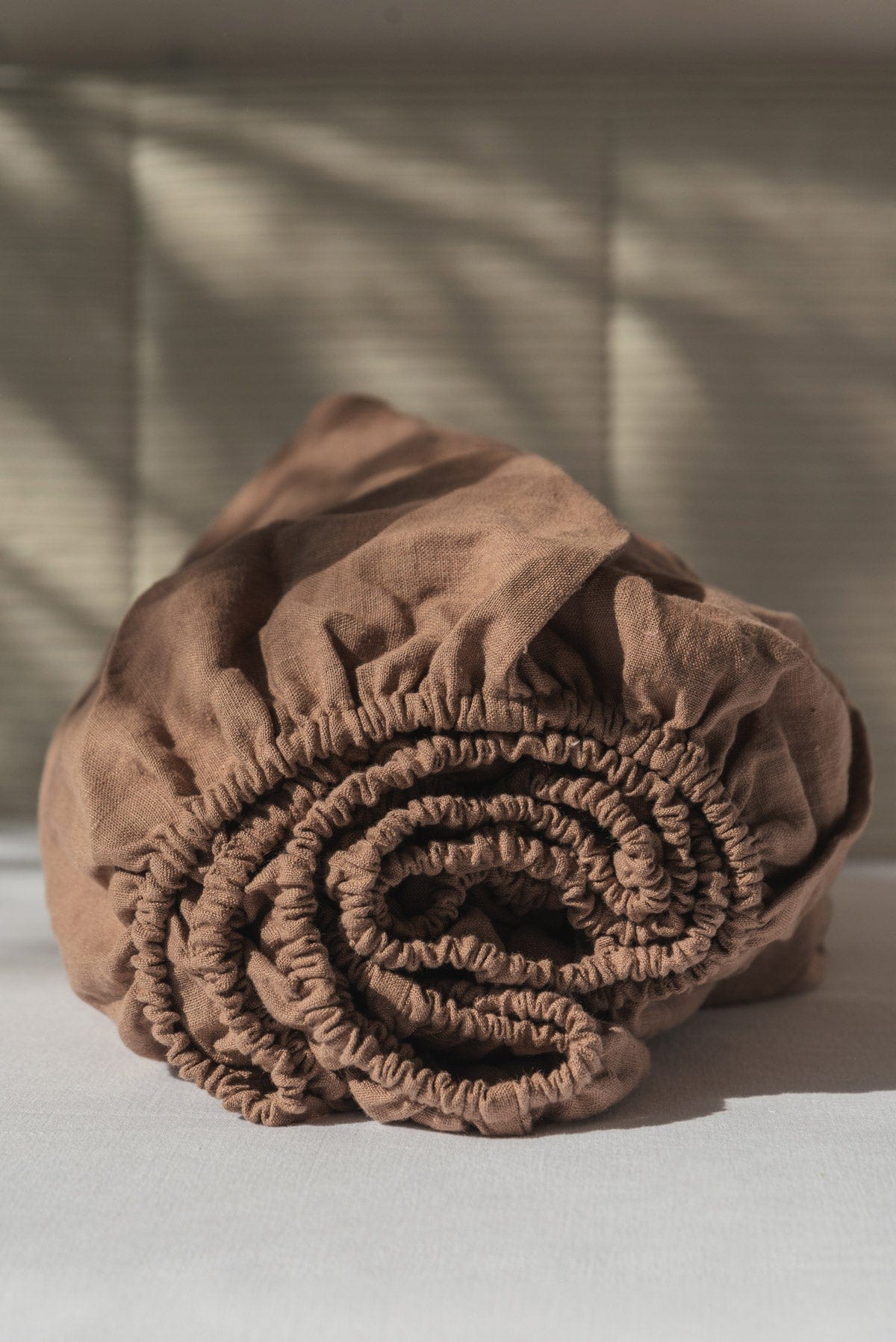 AmourLinen Linen fitted sheet Linen fitted sheet in Rosy Brown Linen fitted sheet in Rosy Brown