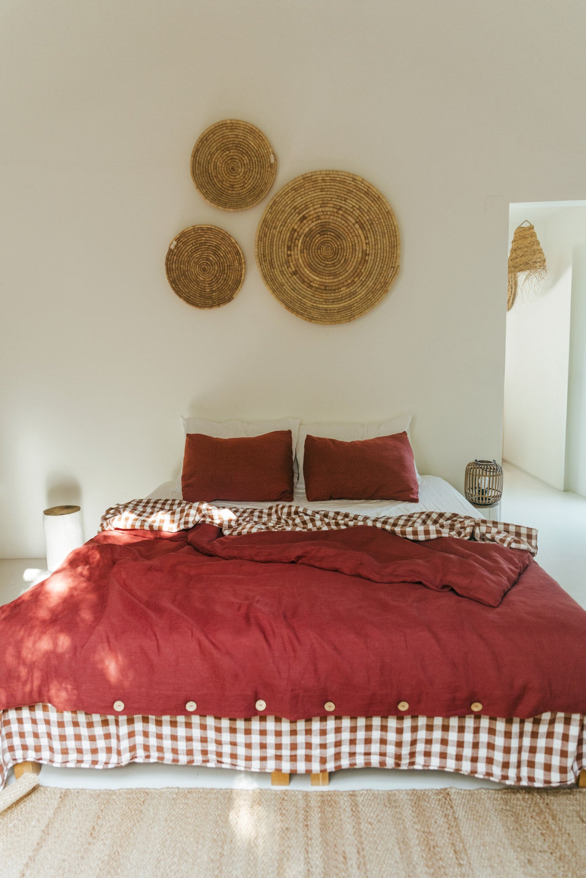 Linen flat sheet in Terracotta