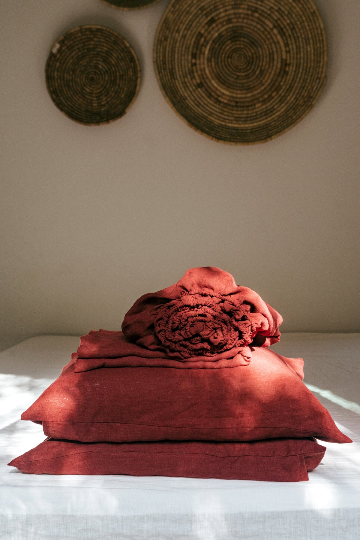 Linen sheets set in Terracotta