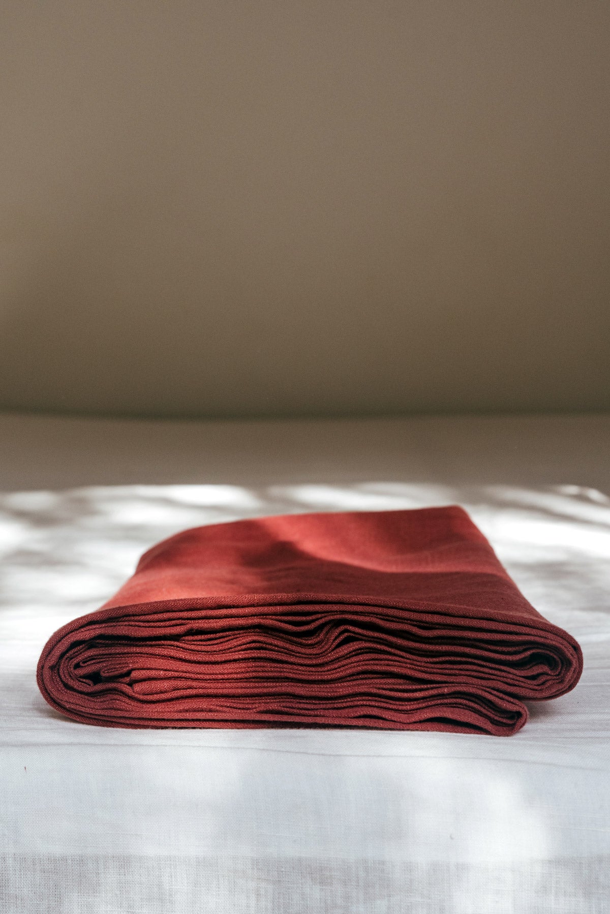 Linen flat sheet in Terracotta