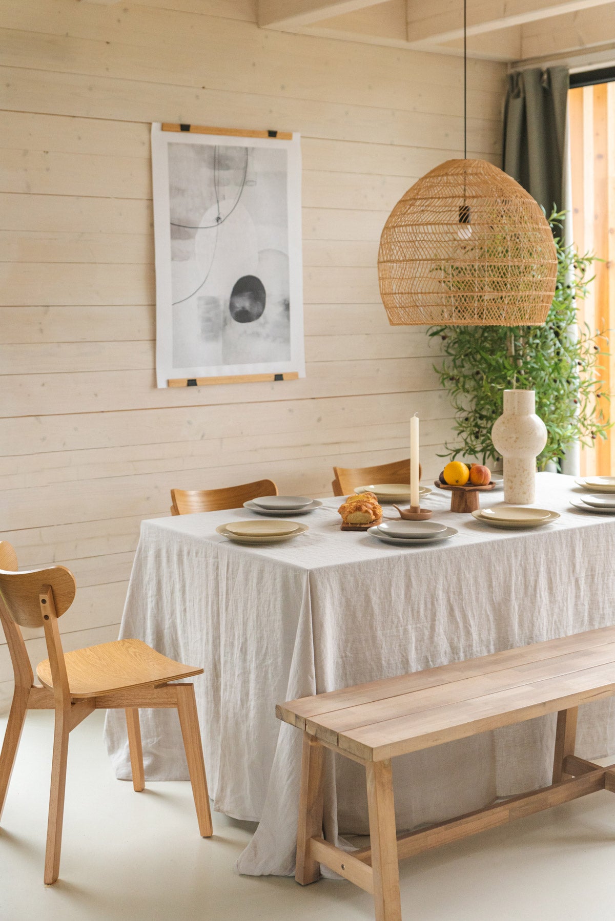 Linen tablecloth in Cream