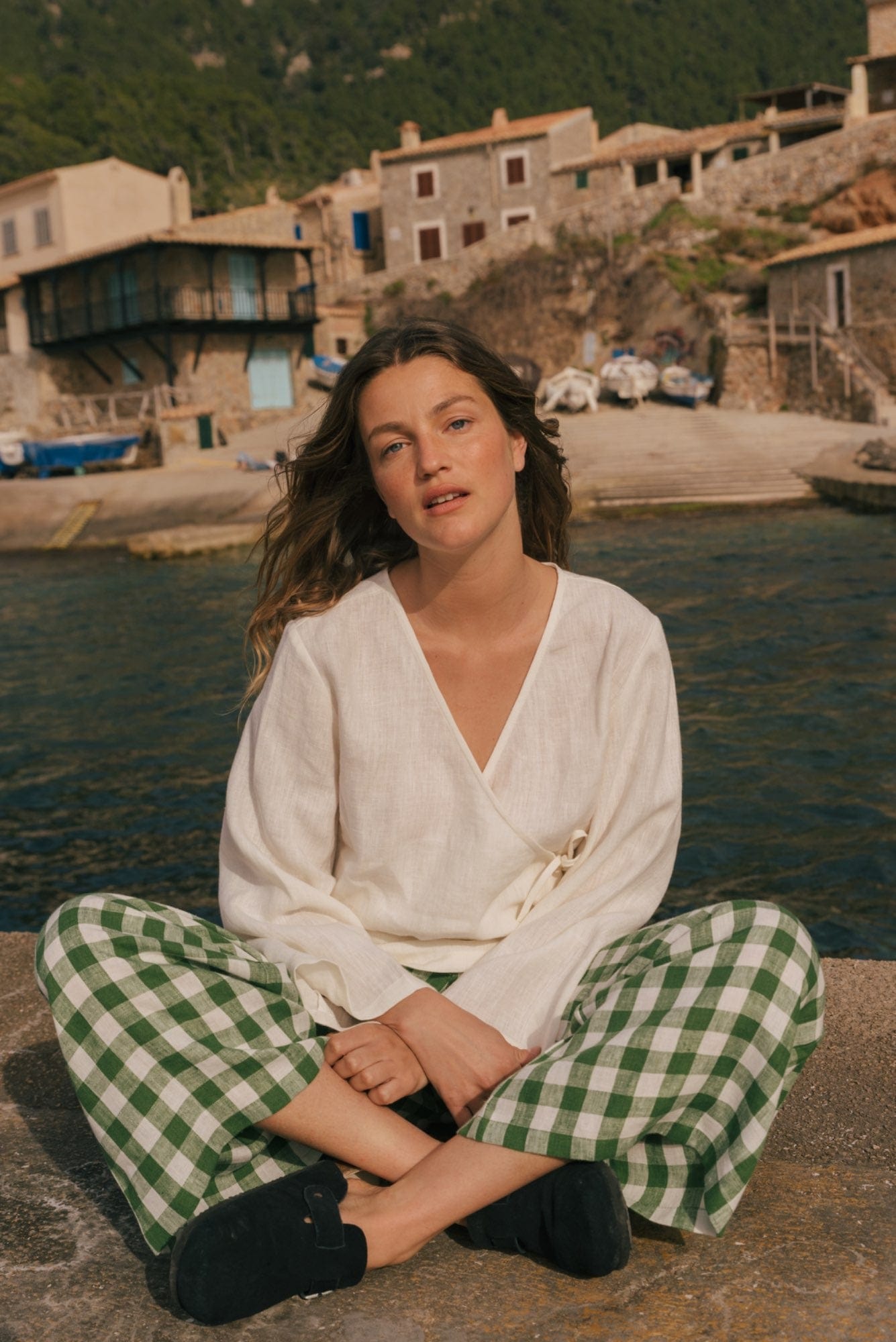 Adele wrap linen top | ARCHIVE SALE