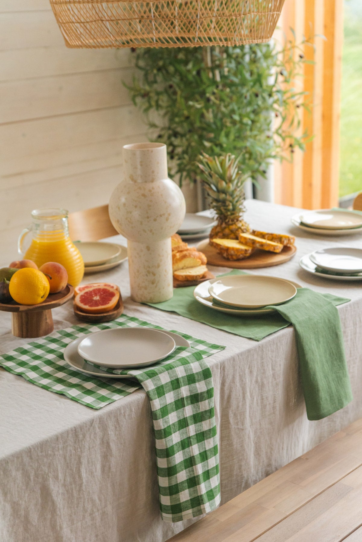 Linen placemats set of 2 in Matcha Green