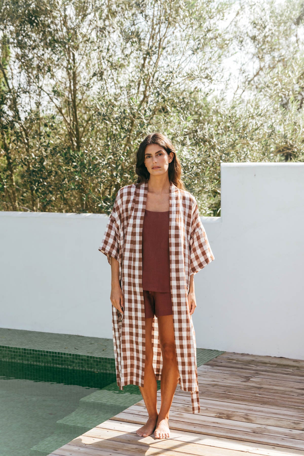 MIDNIGHT bathrobe in Mocha Gingham