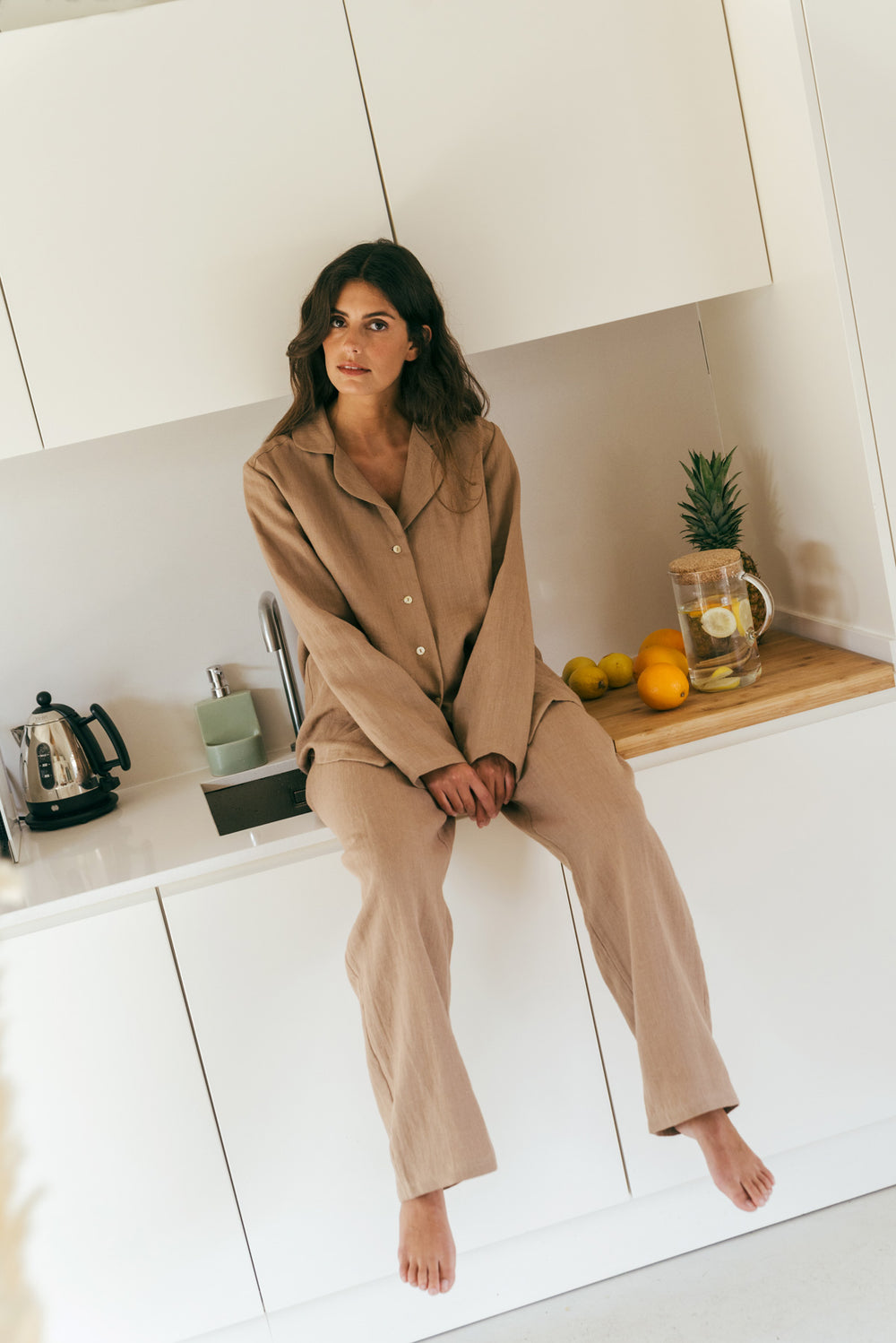 Laumelinen Womens Linen Pajama Set Praurime