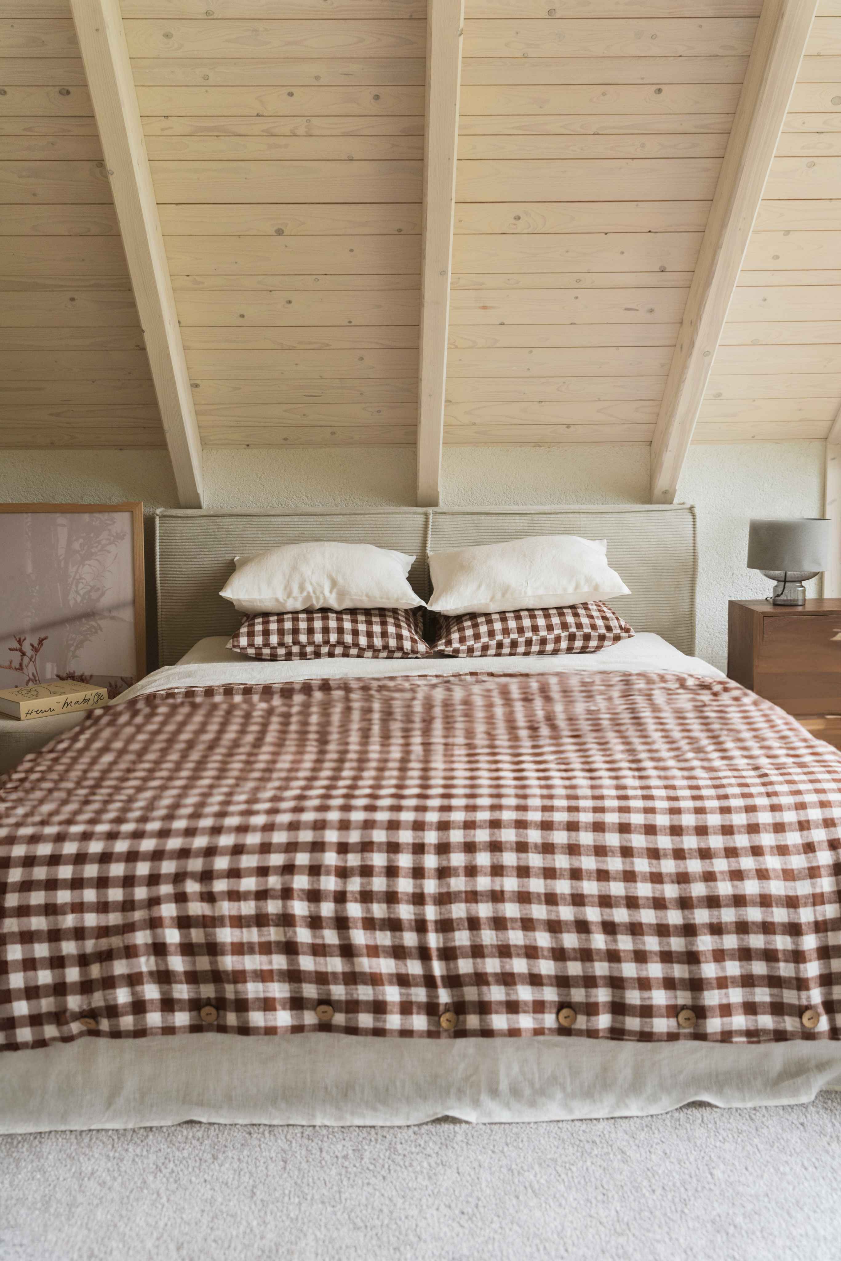 AmourLinen Linen bedding set Linen bedding set in Mocha Gingham Linen bedding set in Mocha Gingham