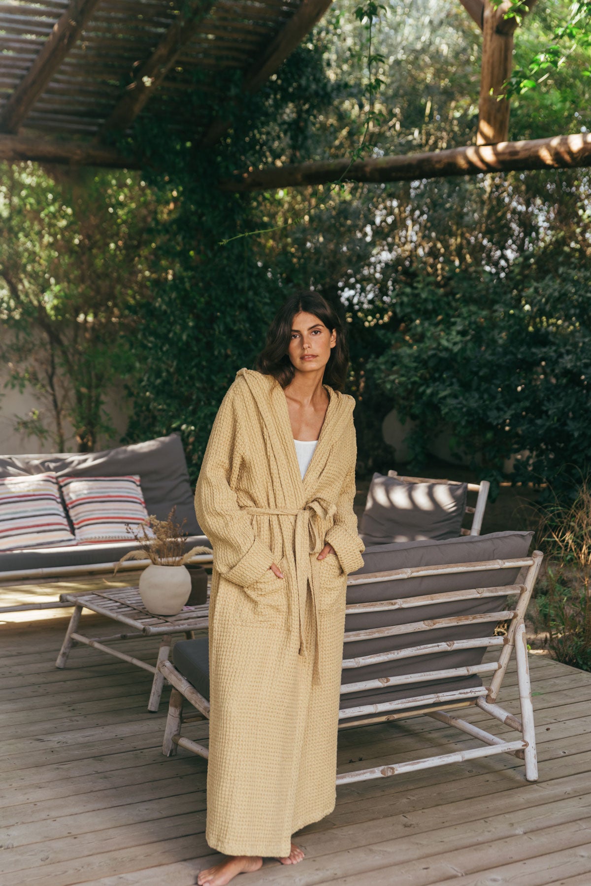 Waffle linen bathrobe Snuggle