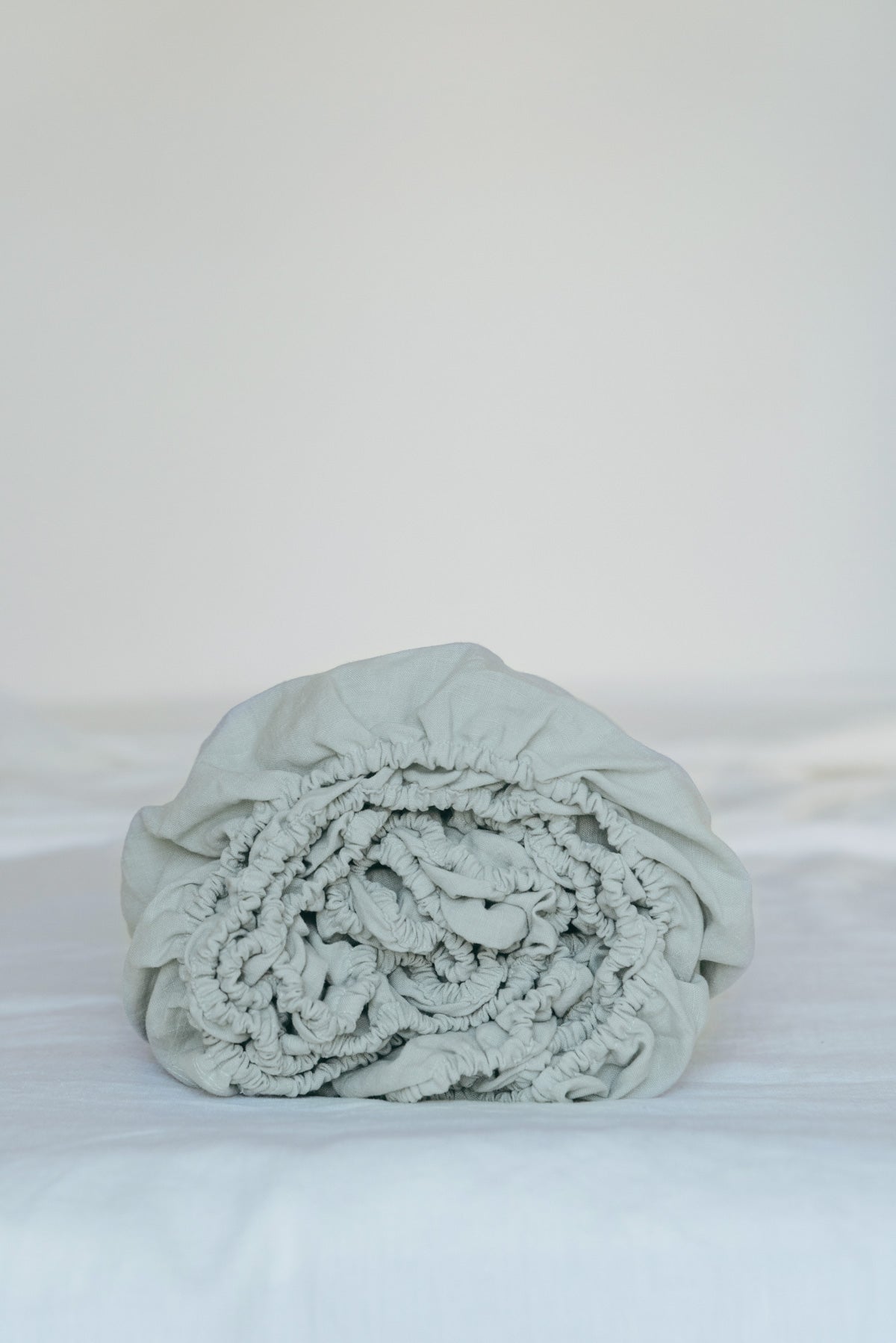 Linen fitted sheet in Sage Green