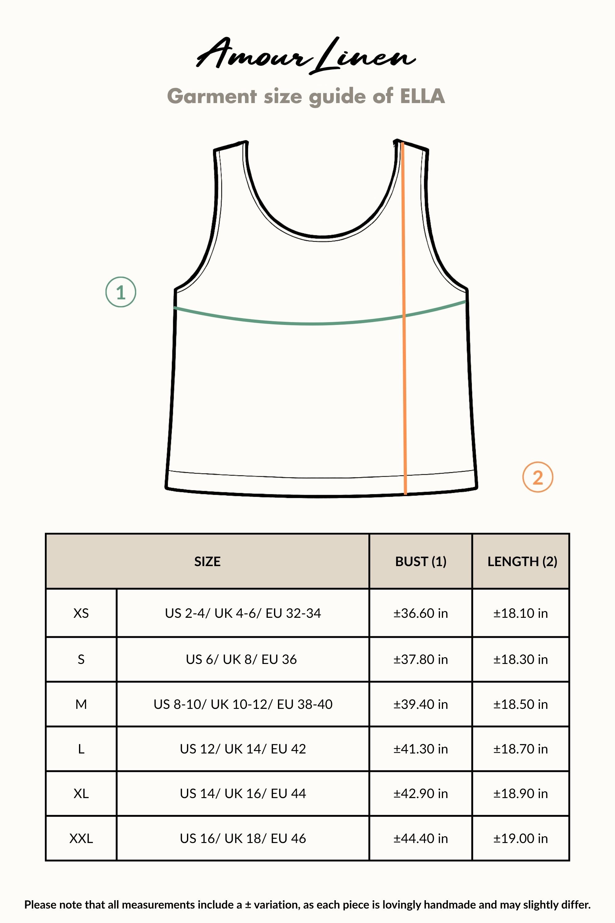 Size Chart (inches)