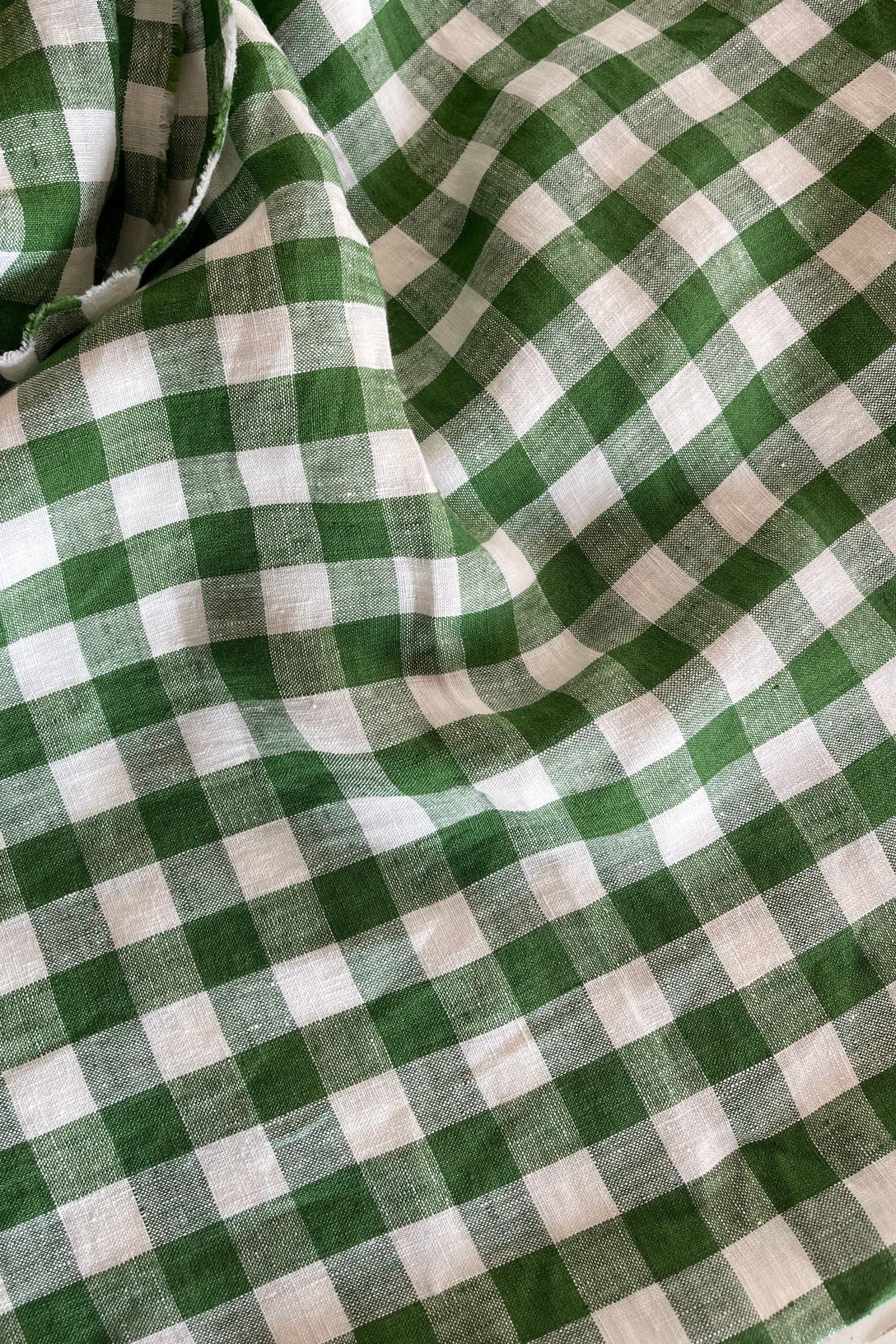 Rosie linen top with ties XL Green Gingham