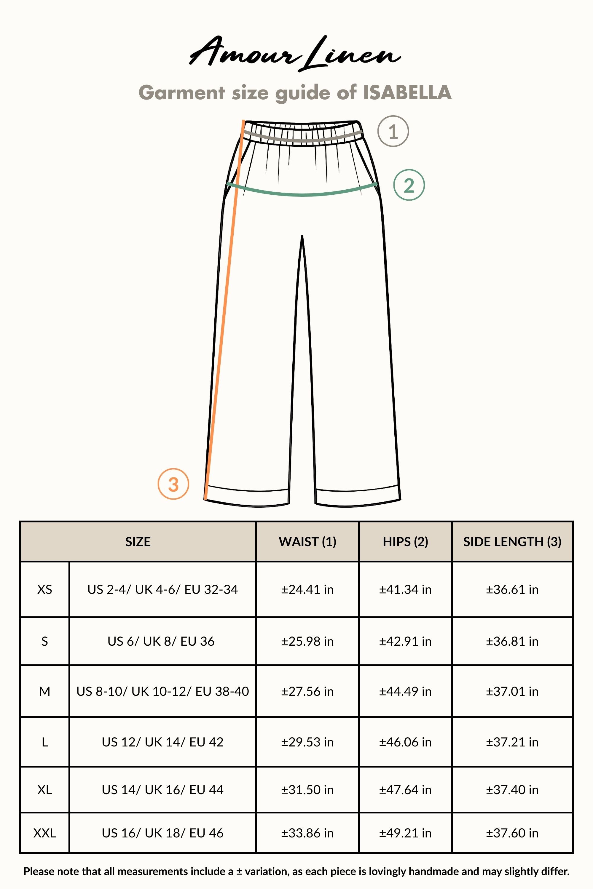 Size Chart (inches)