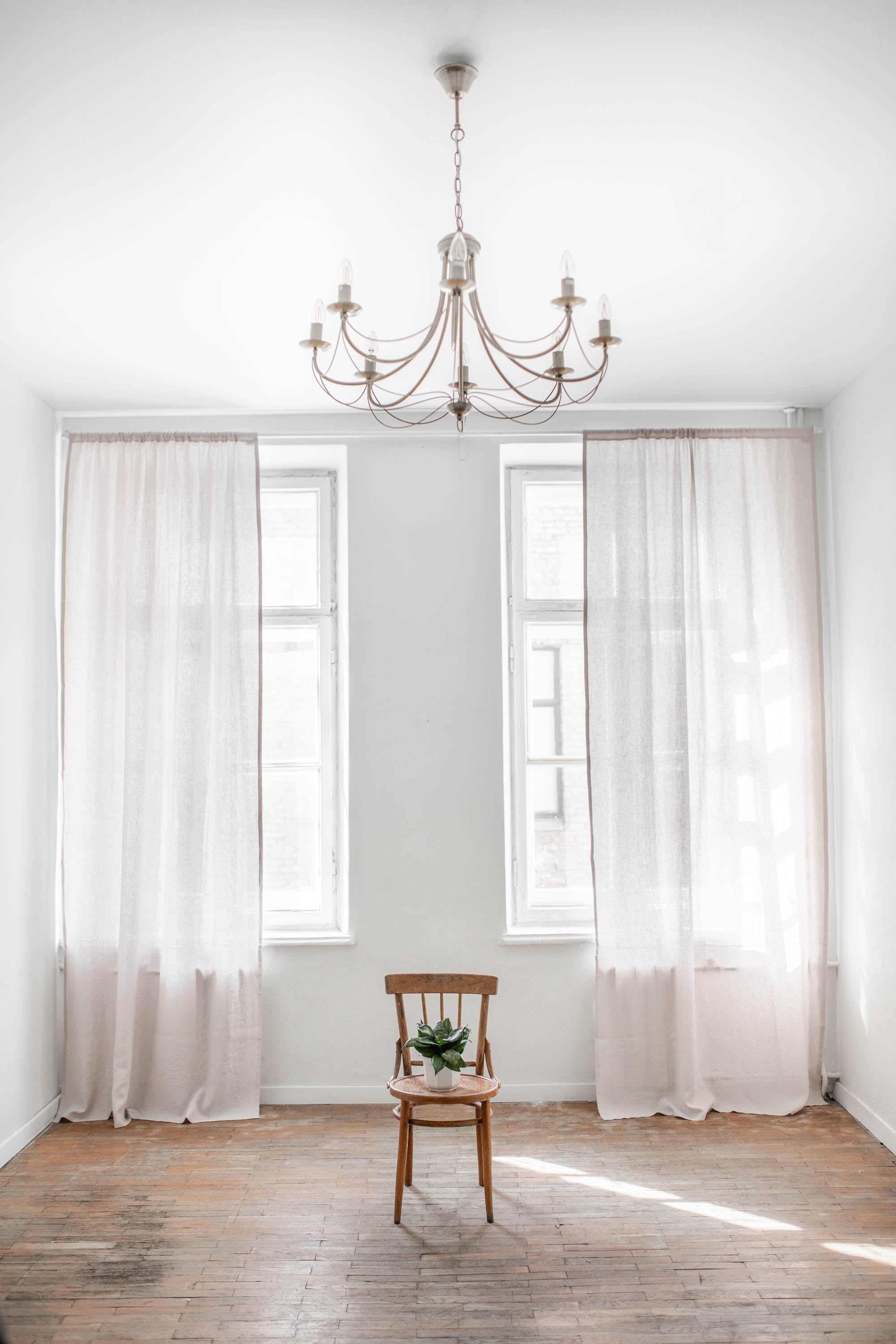 Rod pocket linen curtain in Cream