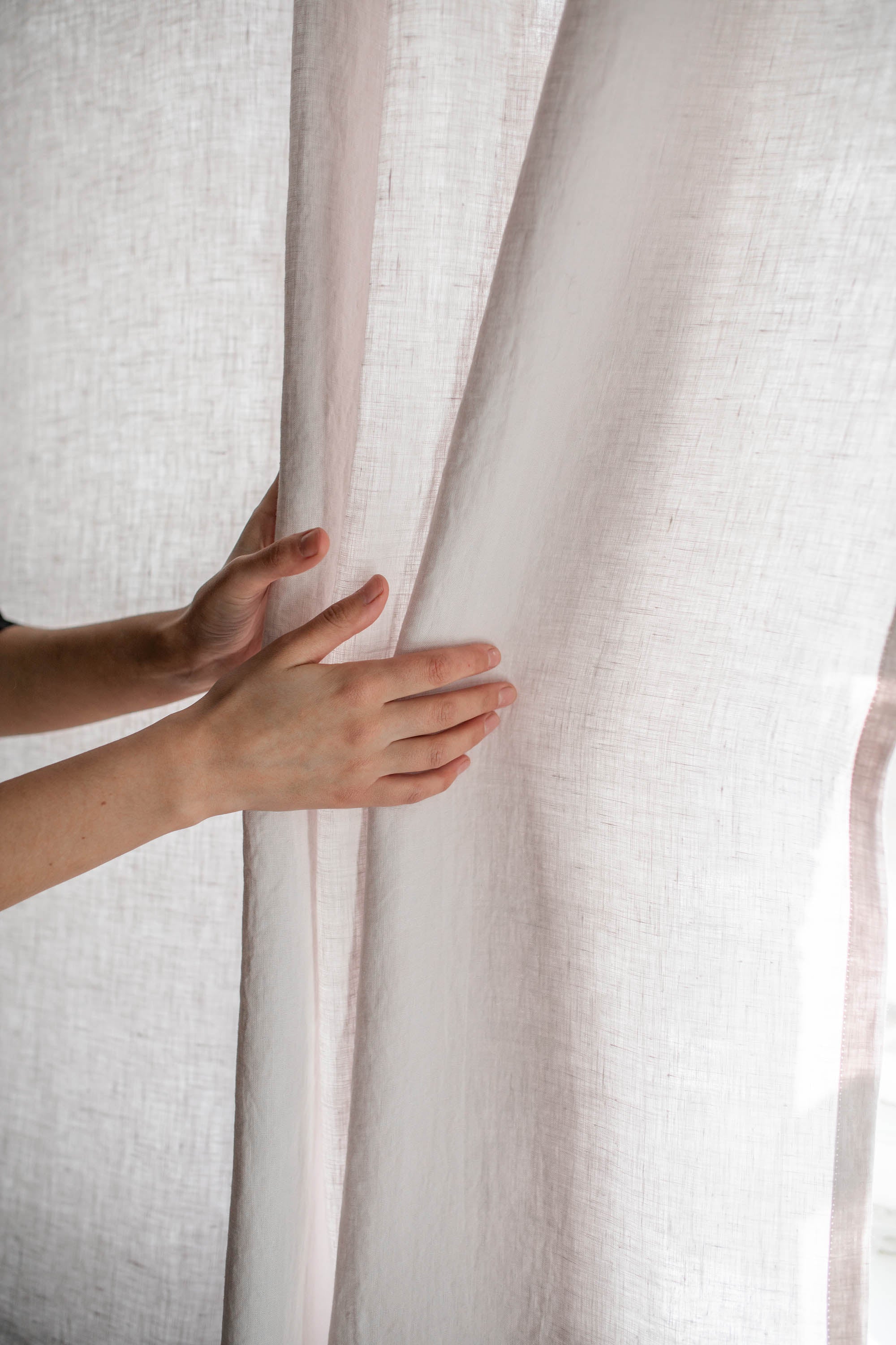 Rod pocket linen curtain in Cream