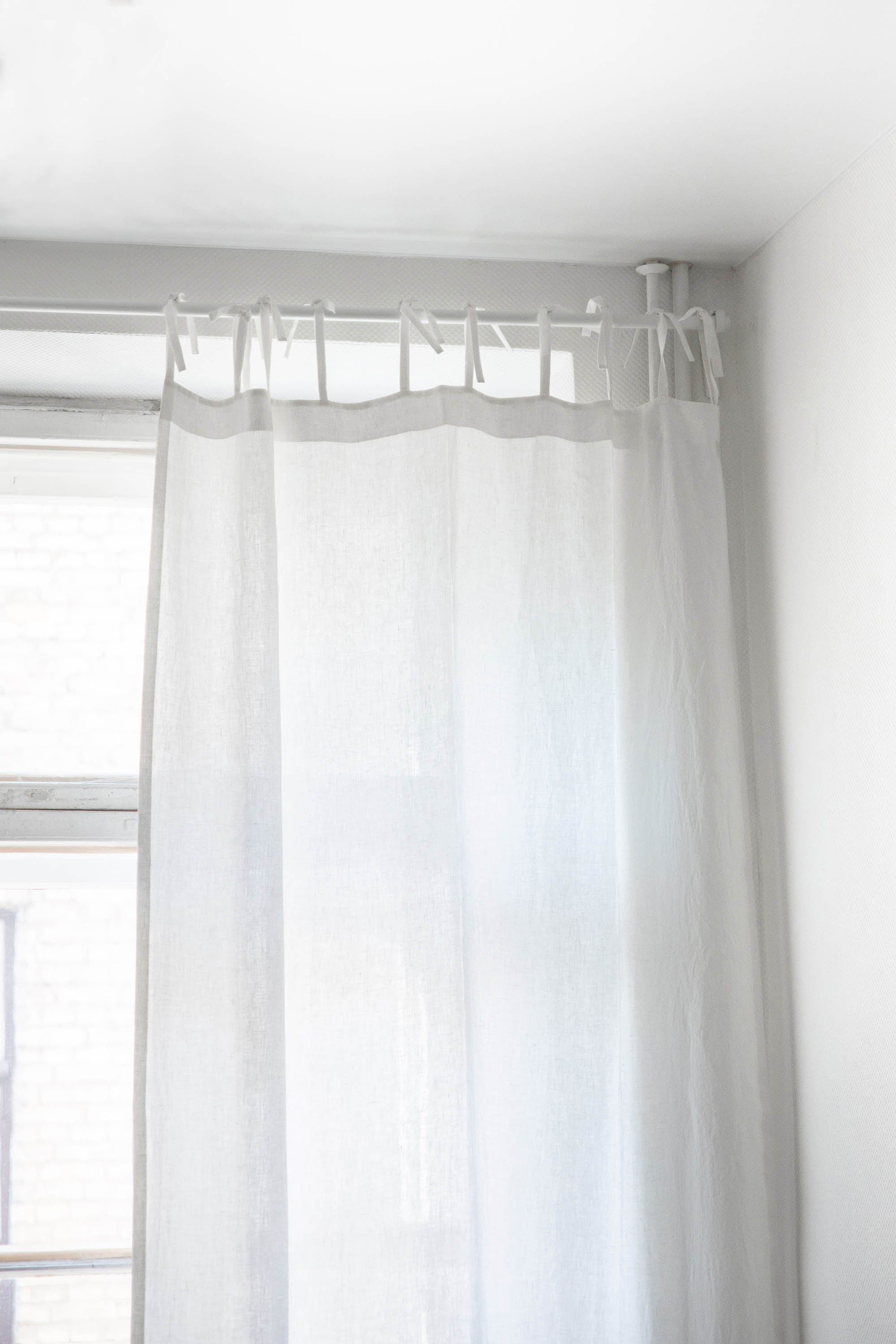 AmourLinen Linen dress 53x96" / 135x244cm / White Tie top linen curtain - 53x96" / 135x244cm / White Tie top linen curtain - 53x96" / 135x244cm / White