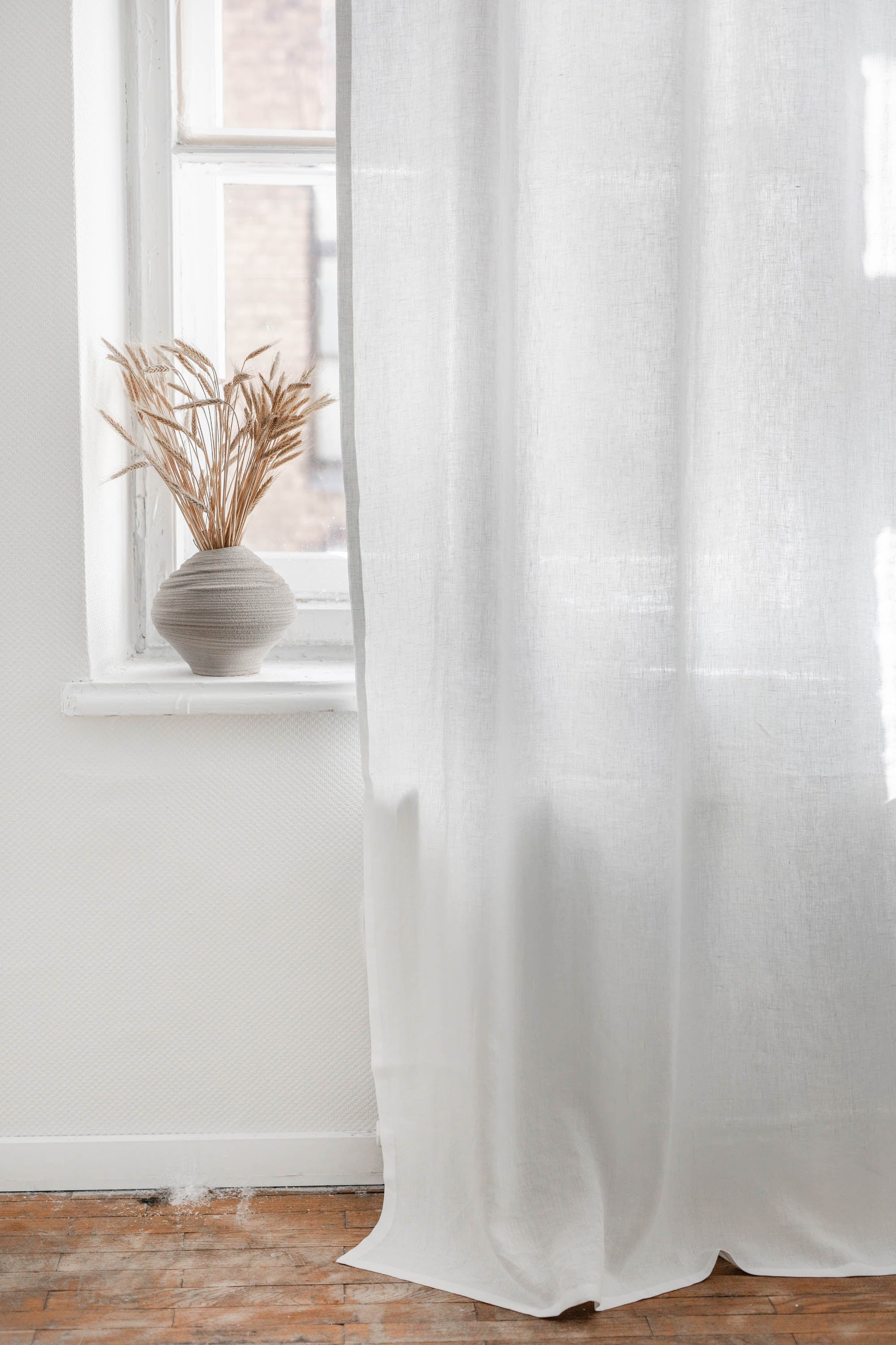 AmourLinen Linen curtains 53x76" / 135x193cm / White Tab top linen curtain - 53x76" / 135x193cm / White Tab top linen curtain - 53x76" / 135x193cm / White