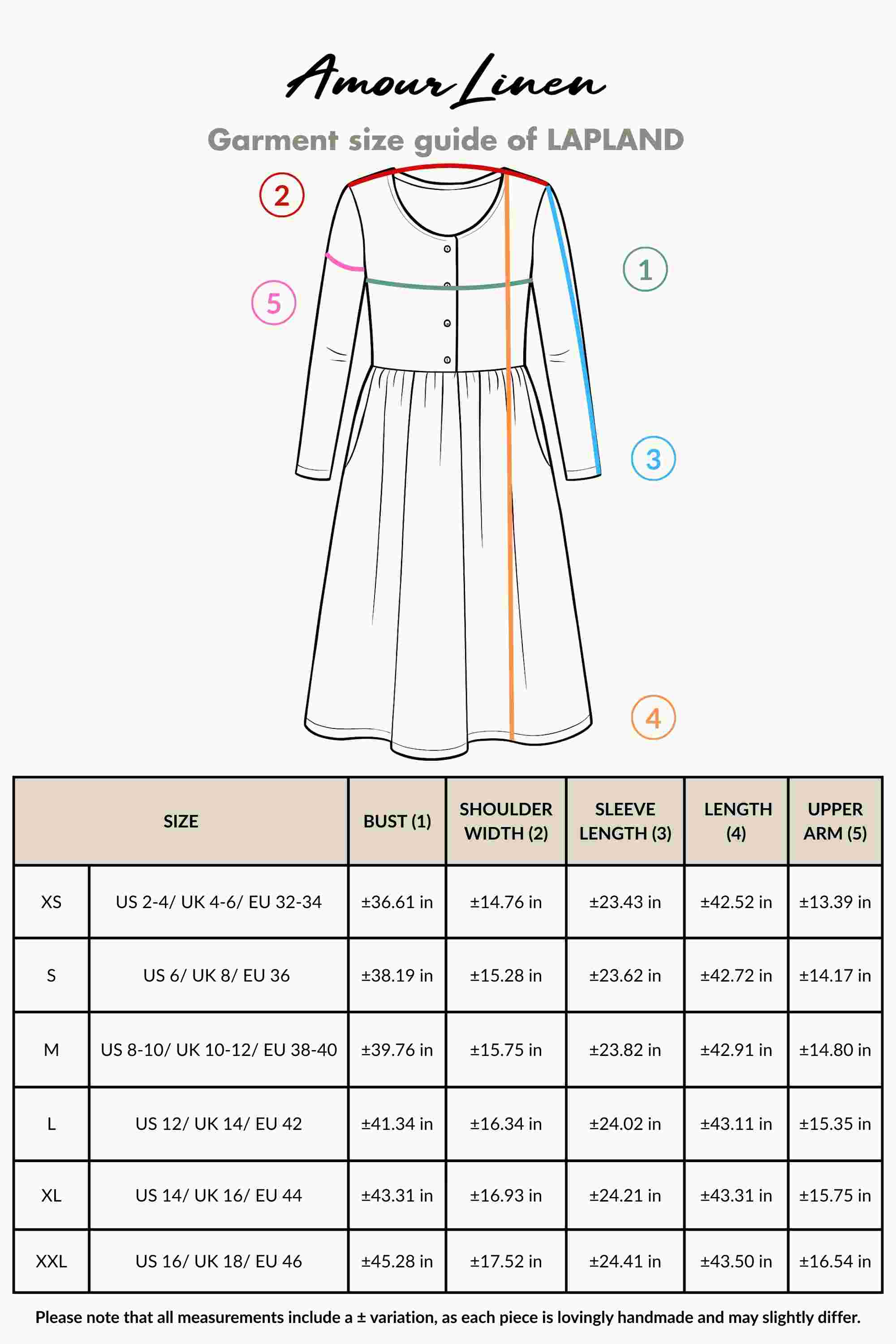 Size Chart (inches)