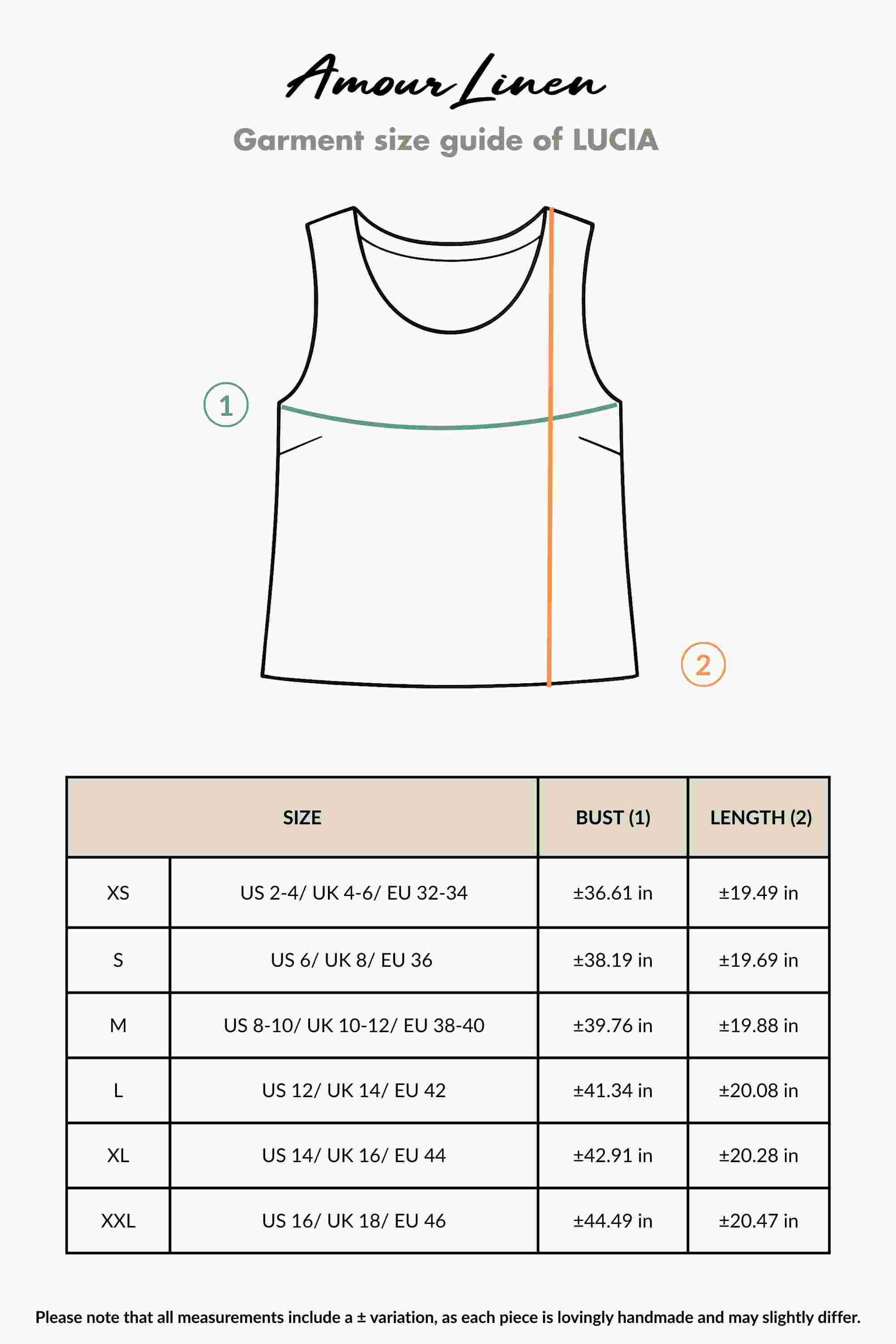 Size Chart (inches)