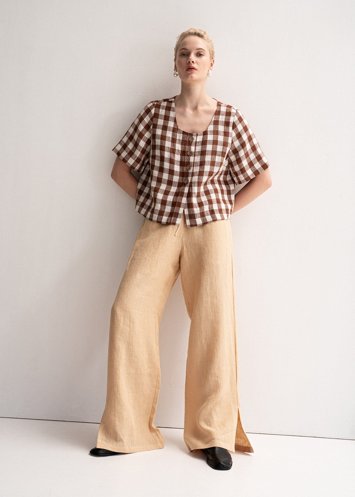 AmourLinen Linen dress Leah wide linen pants with slits Leah wide linen pants with slits