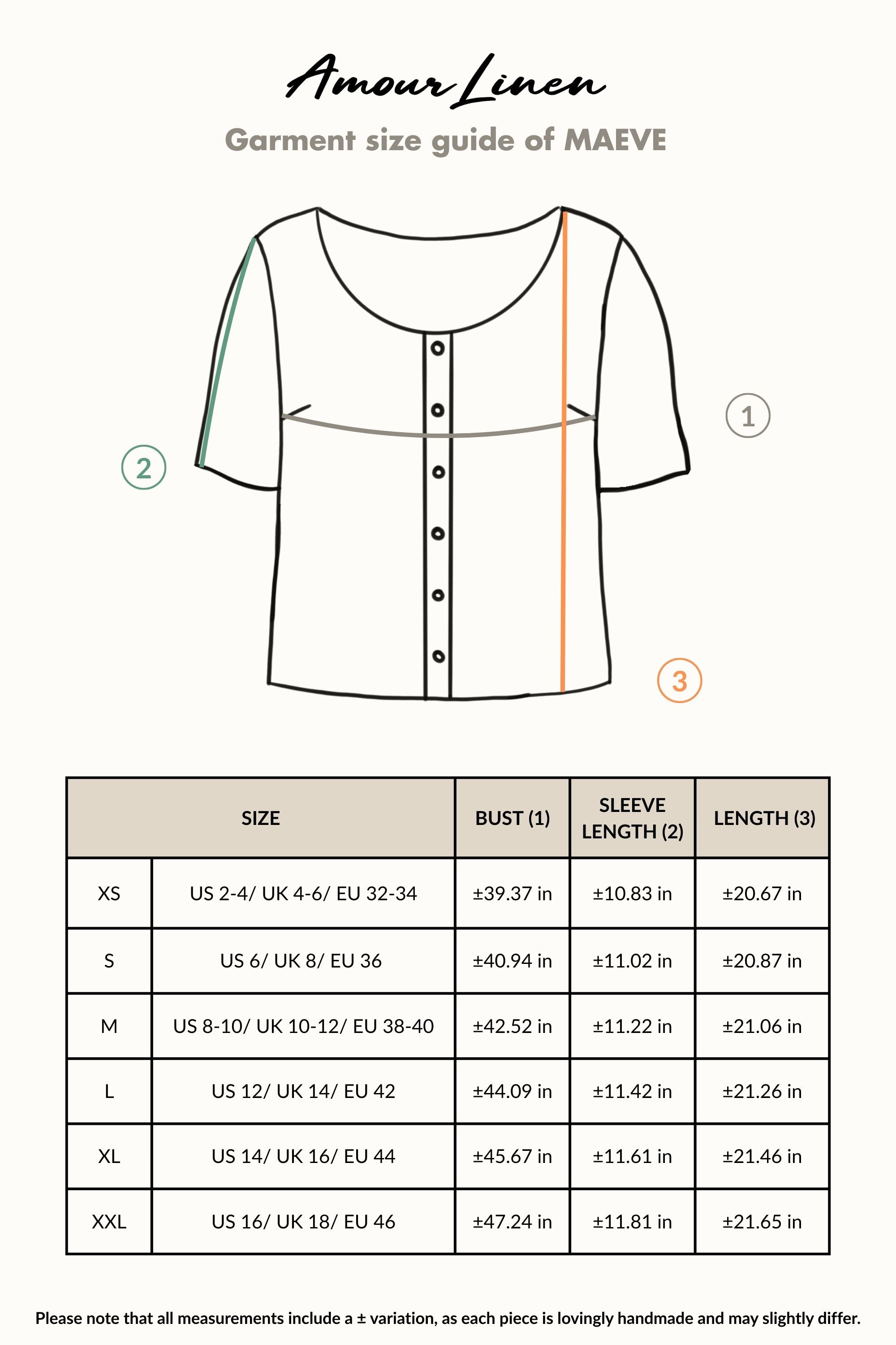 Size Chart (inches)