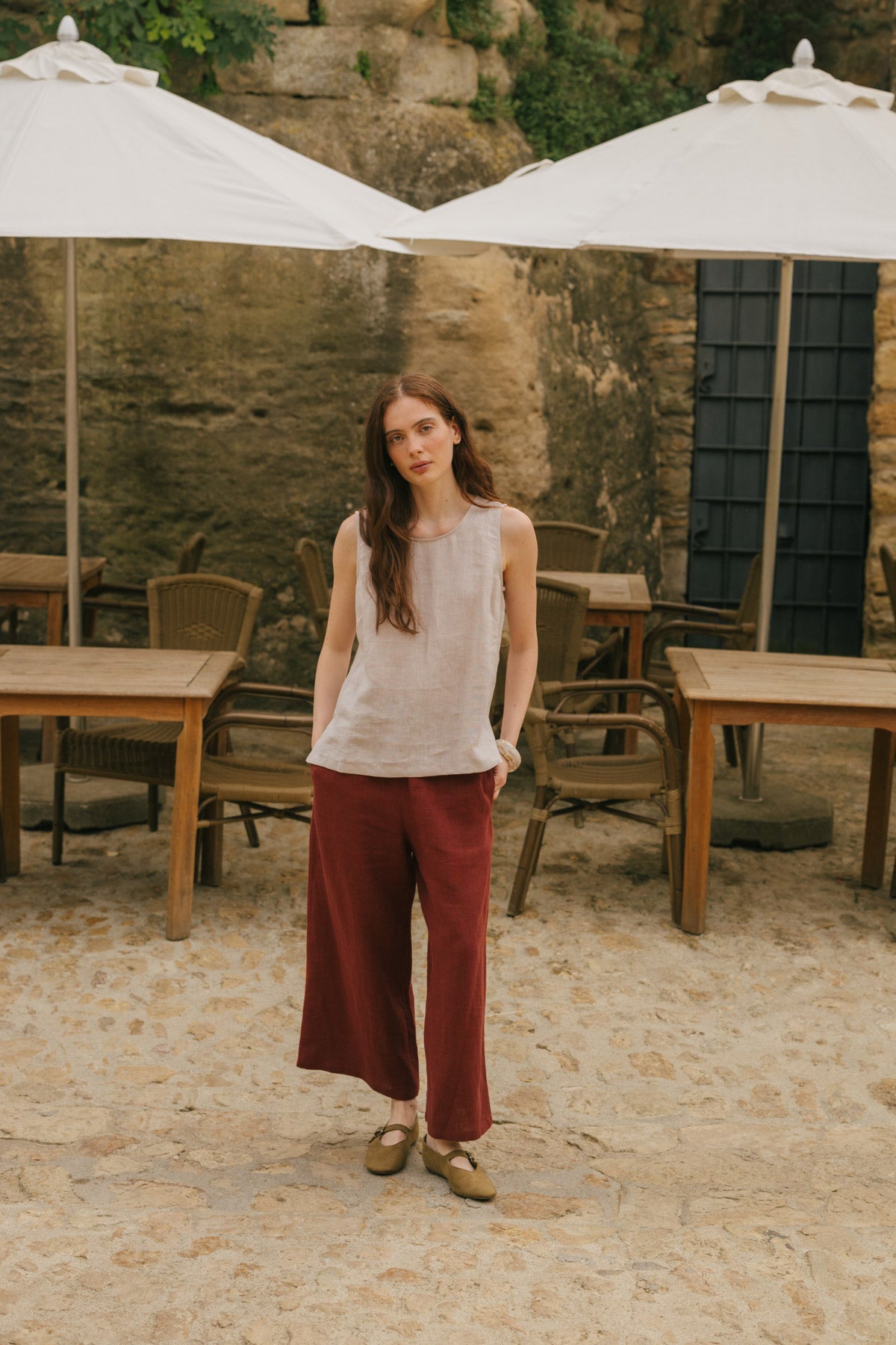 Tokyo wide linen pants in Terracotta