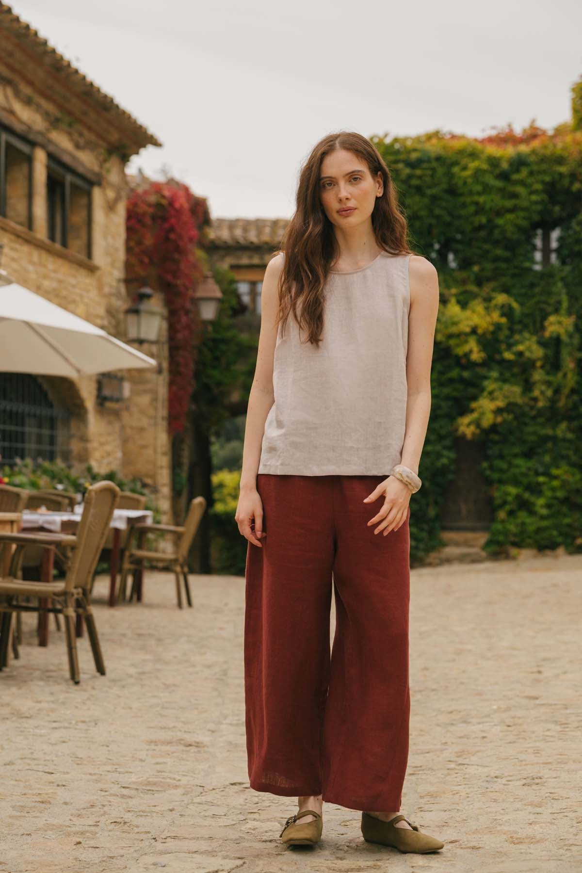 Colette classic linen top in Cream