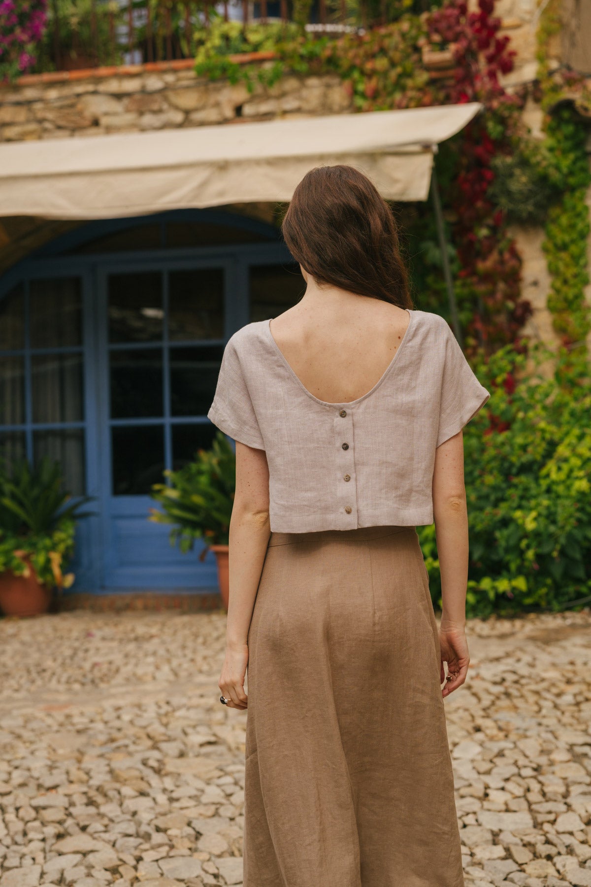 Iris linen wrap skirt in Rosy Brown