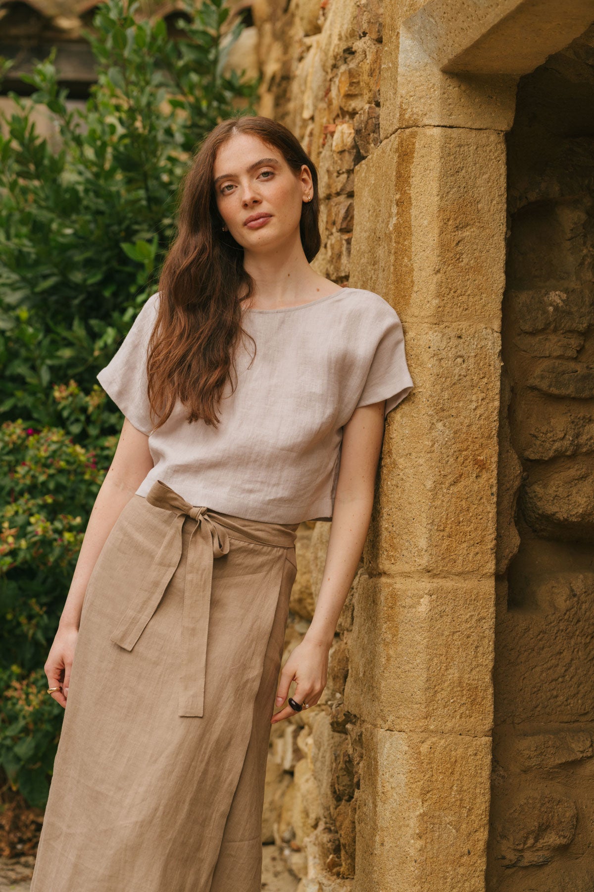 Lisa linen crop top in Cream