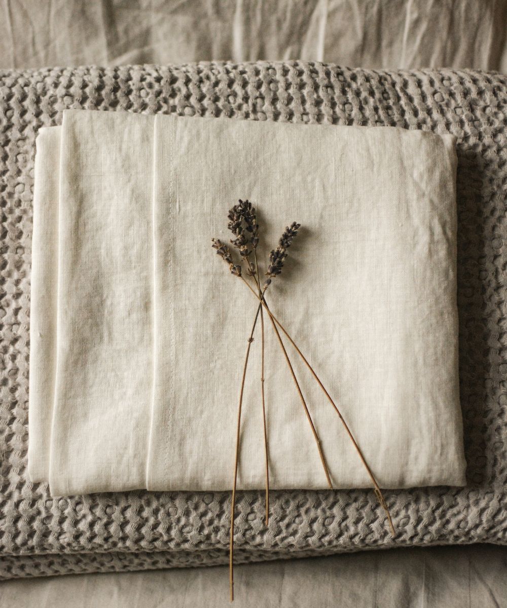 Pure Linen Blanket And Towel Folded