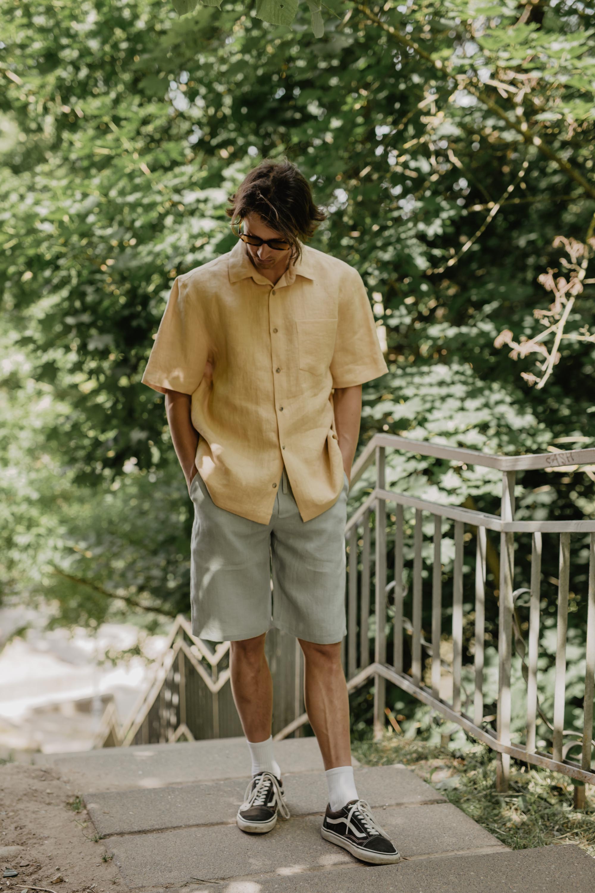 Oversized linen shirt MAGNUS in Mustard