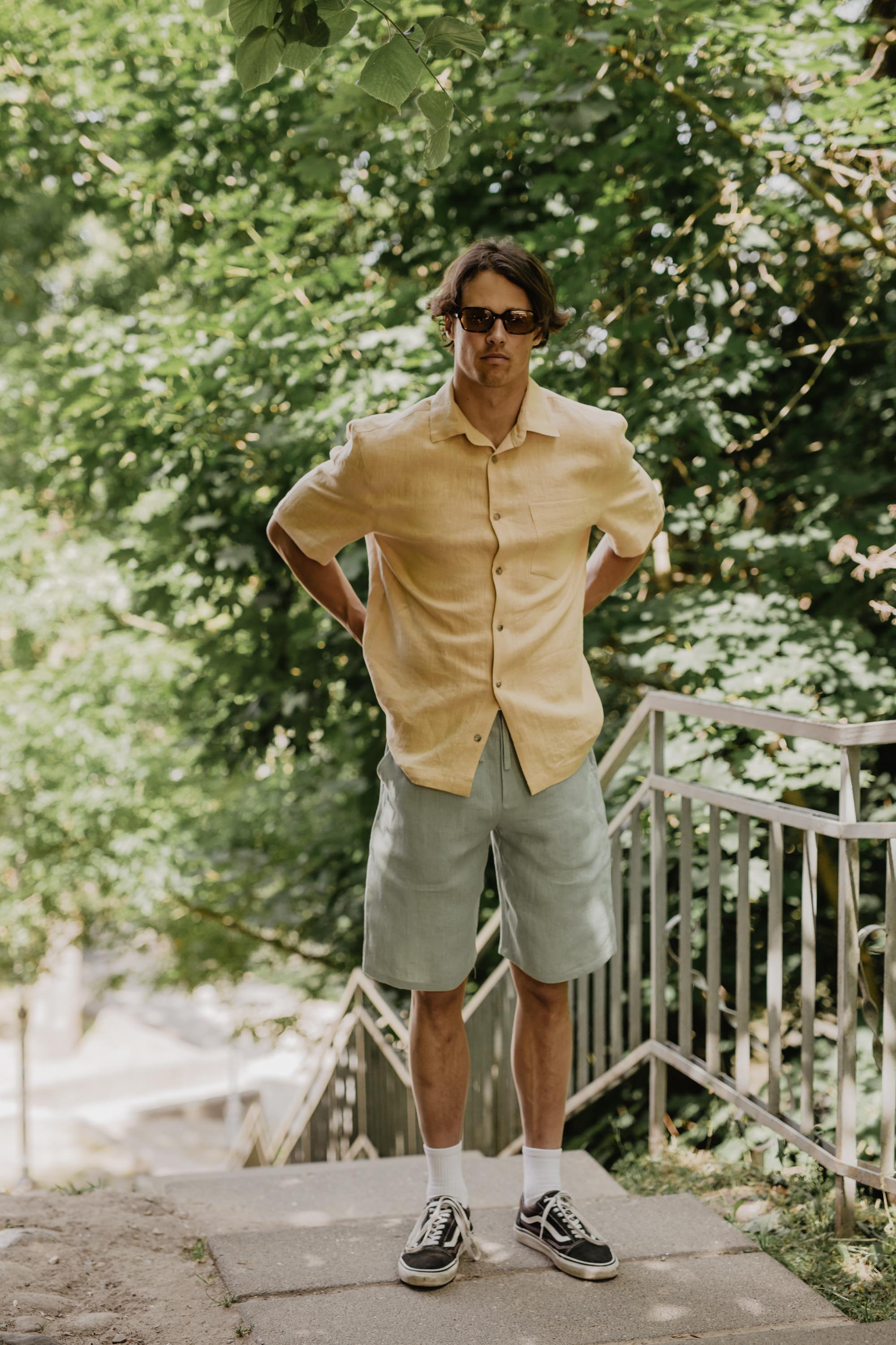 Oversized linen shirt MAGNUS in Mustard