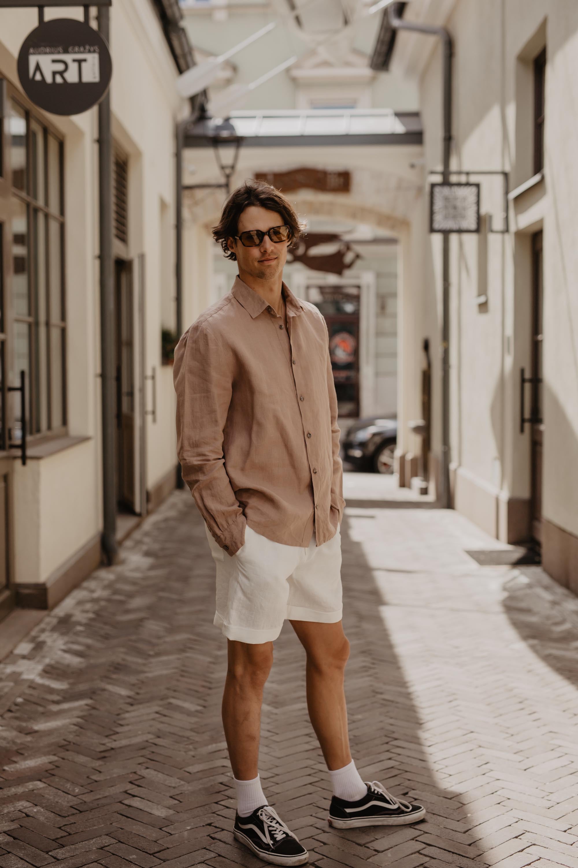 Classic linen shirt HECTOR in Rosy Brown