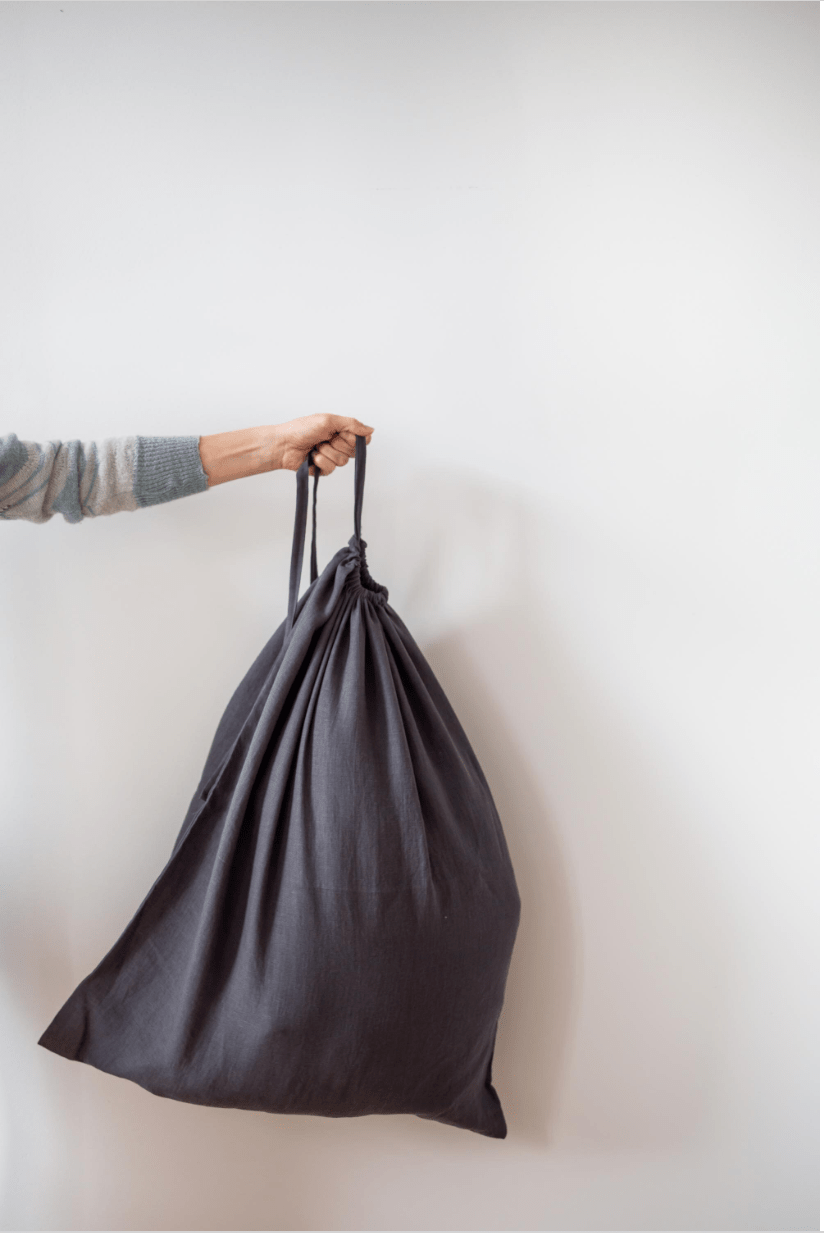 AmourLinen Bath linens 24x30" / 60x75cm / Charcoal Linen laundry bag / Charcoal Linen laundry bag / Charcoal