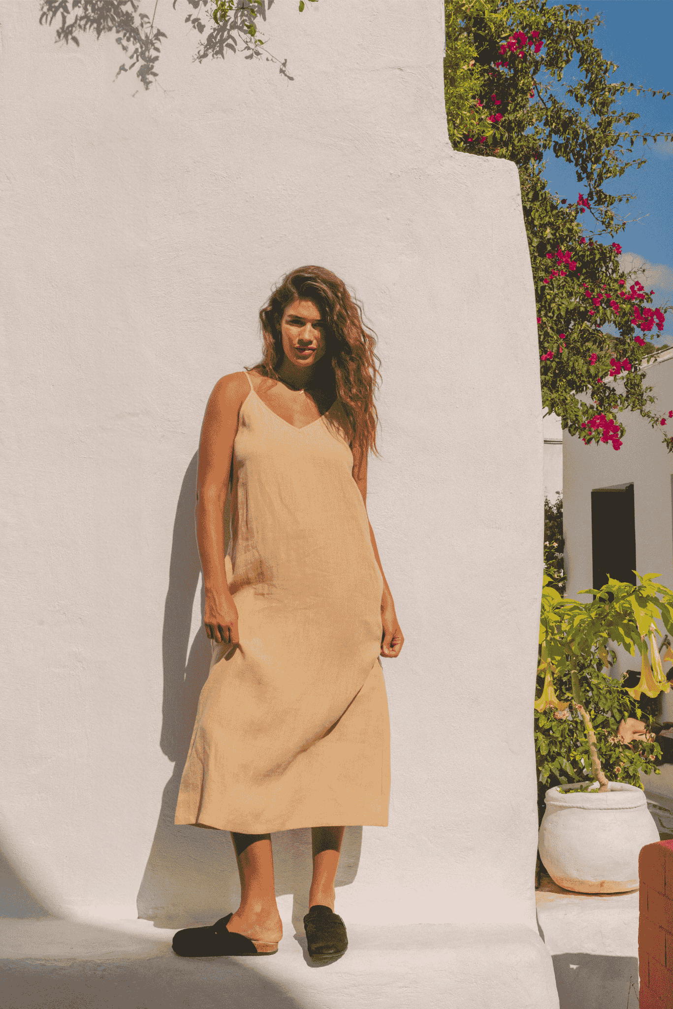 Linen long dress JAKARTA in Mustard