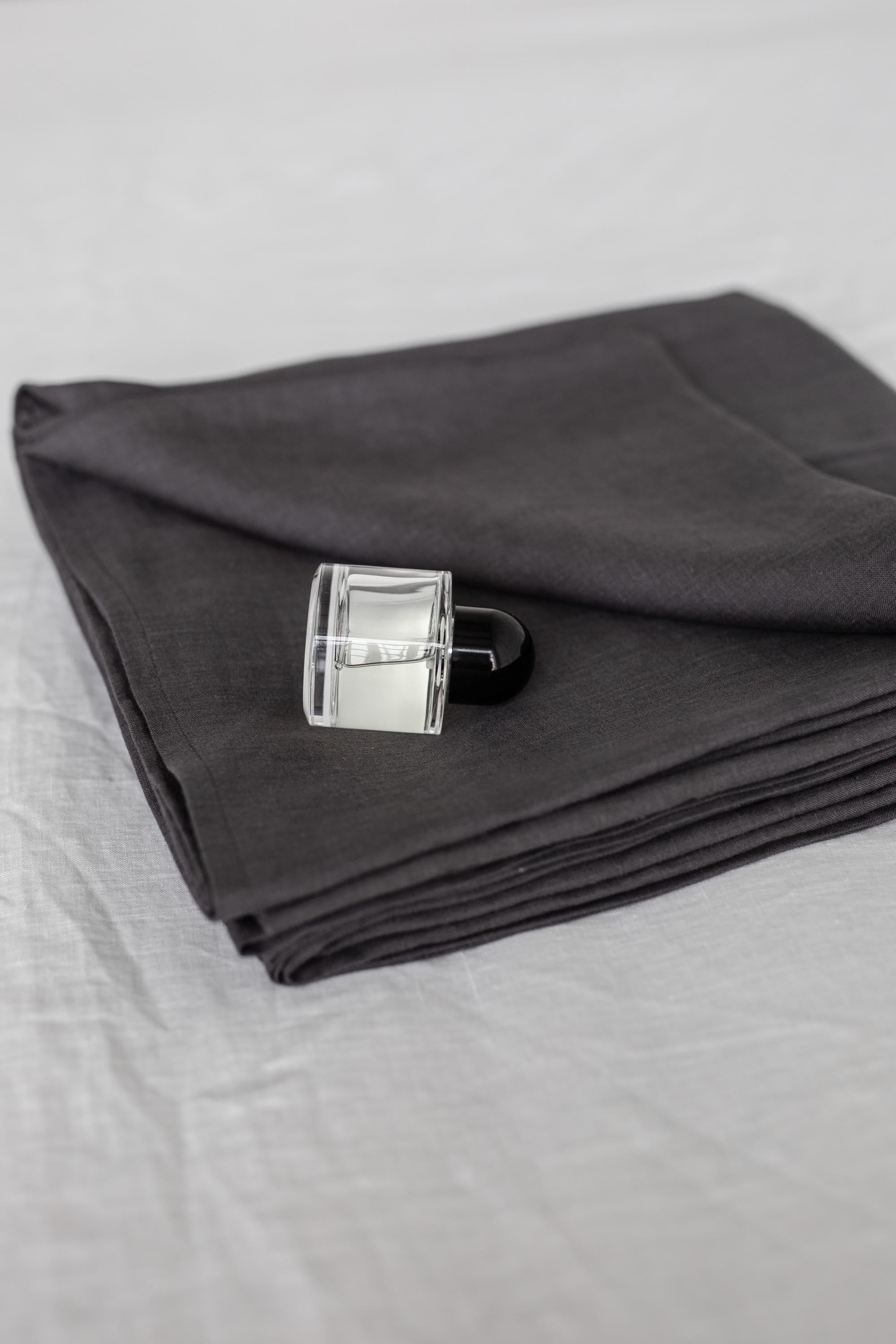 Perfume on Charcoal Linen Flat Sheet By AmourLinen