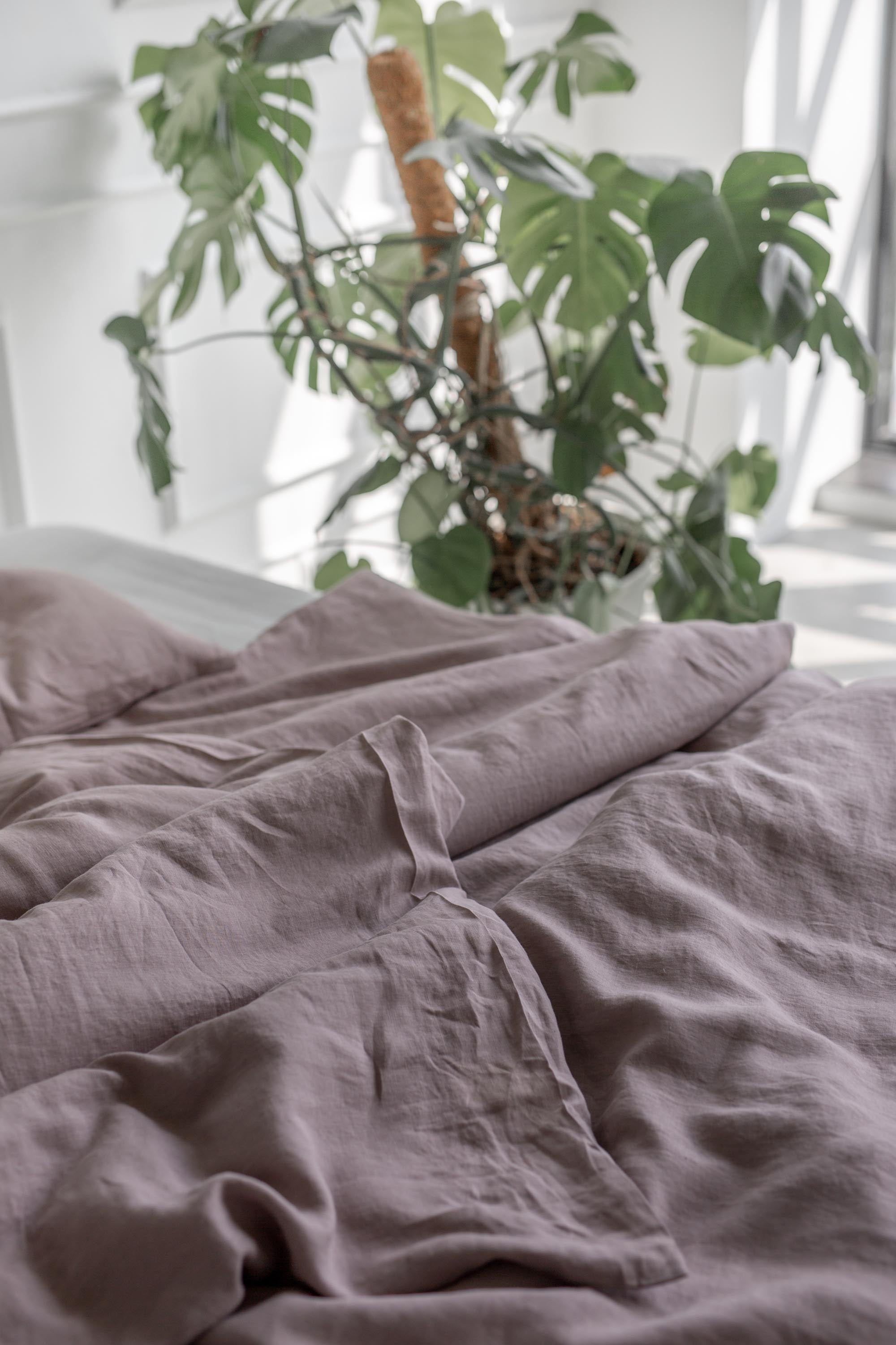 Close Up Of Linen Duvet Cover In Rosy Brown By AmourlInen