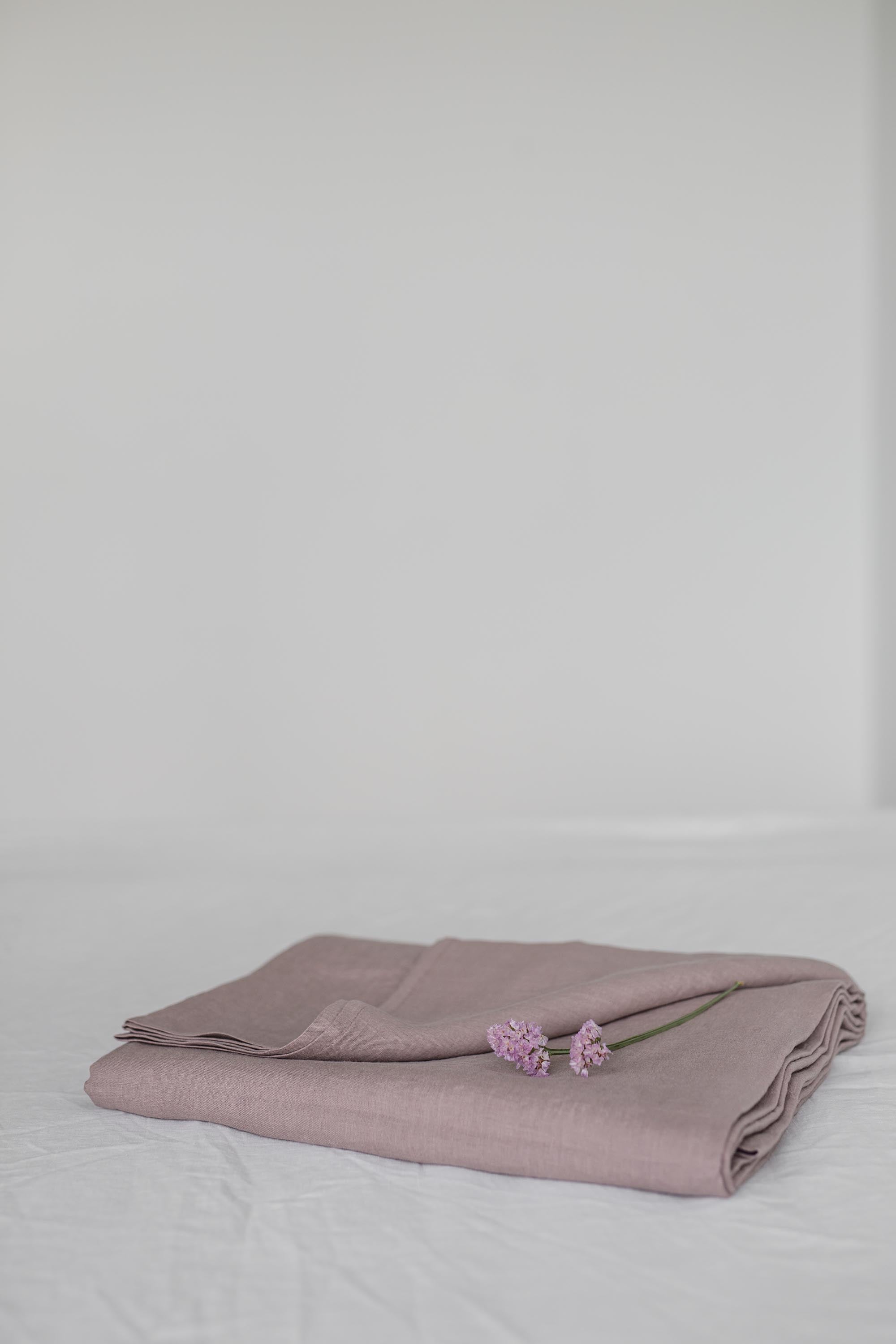 Linen Flat Sheets In Rosy Brown With A Few Flowers By AmourlInen