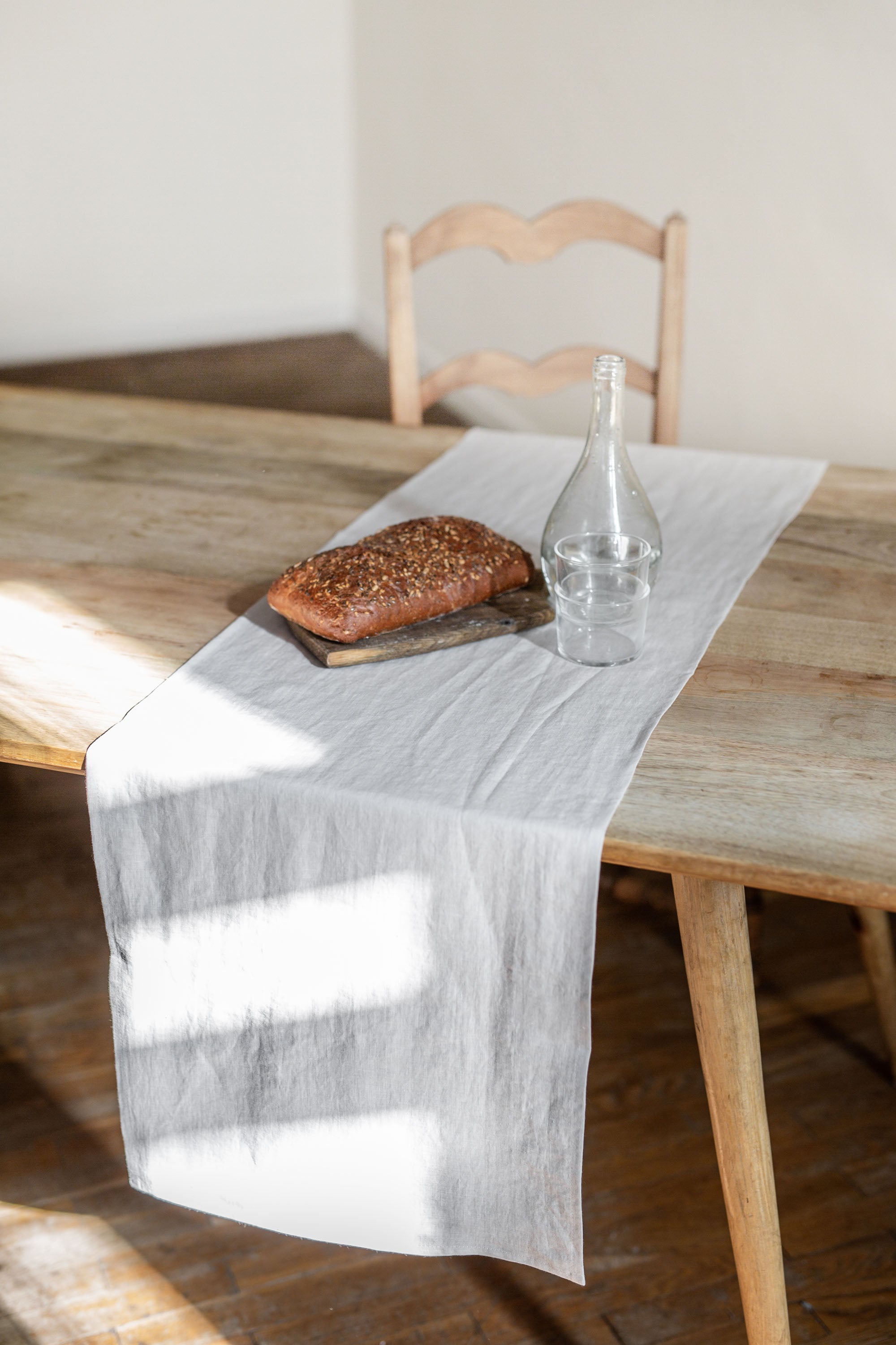 Linen table runner in Cream