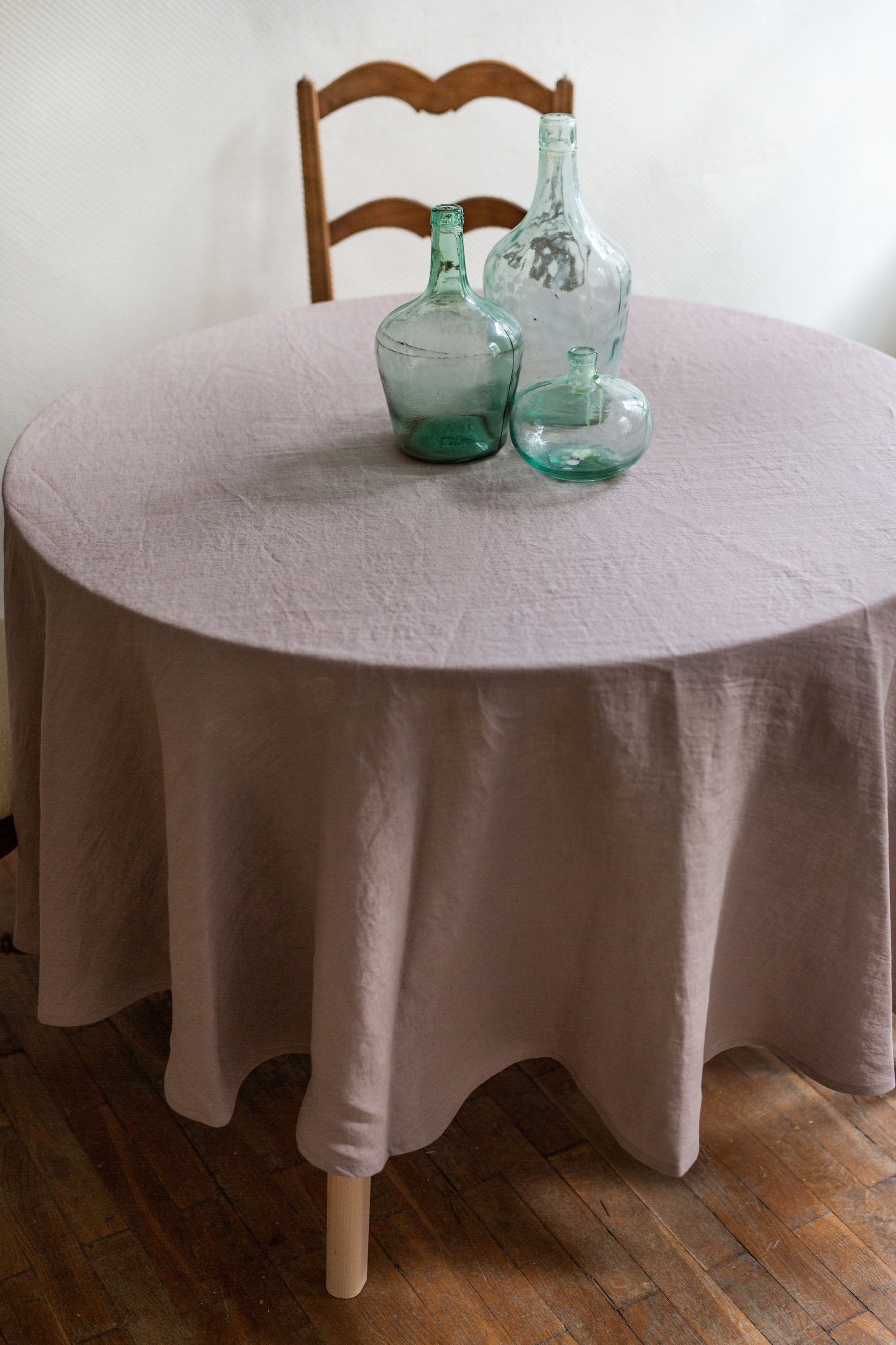 Dusty Rose Linen Round Tablecloth By AmourlInen