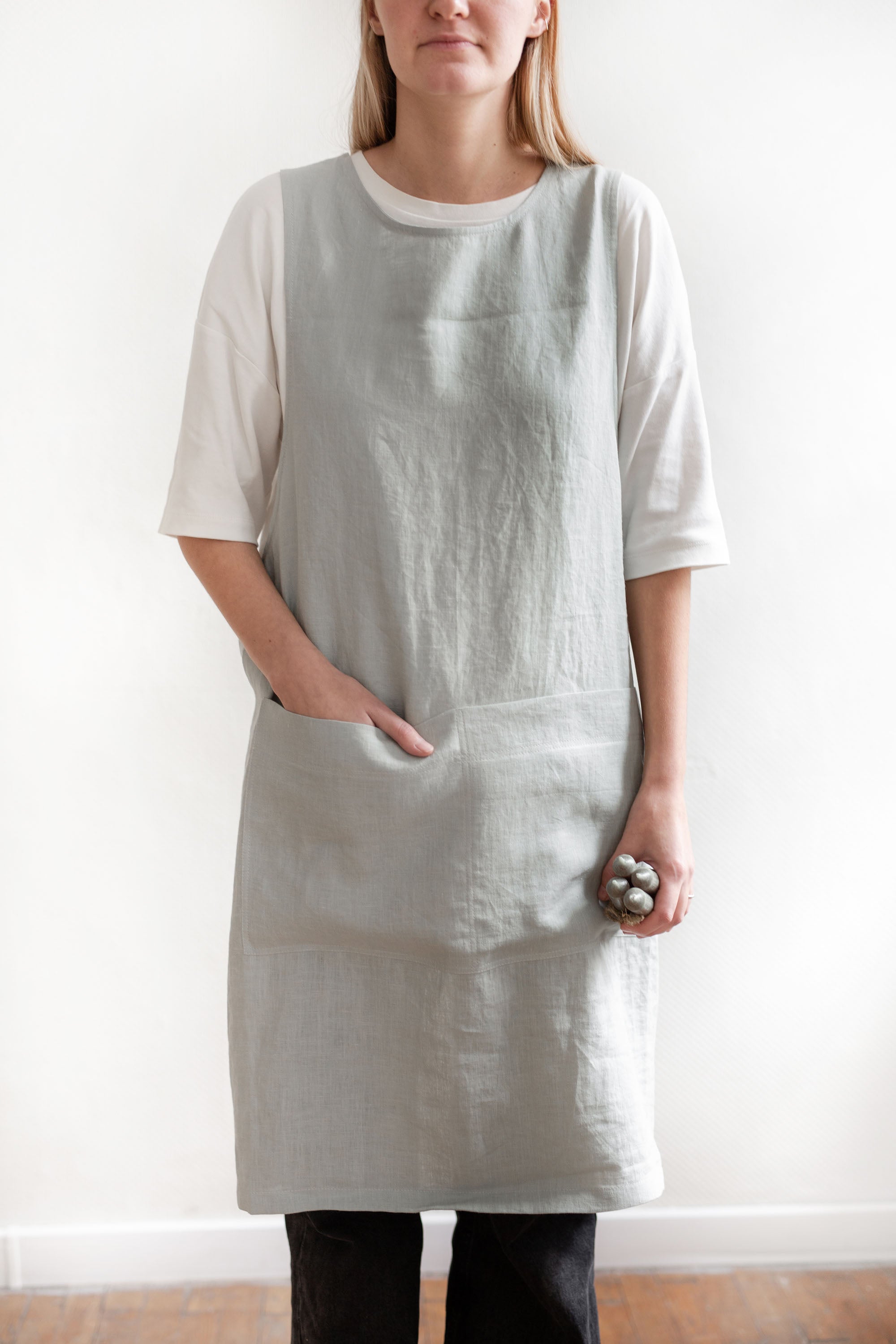 Front OF Pinafore Linen Apron In Cotton Candy By AmourlInen