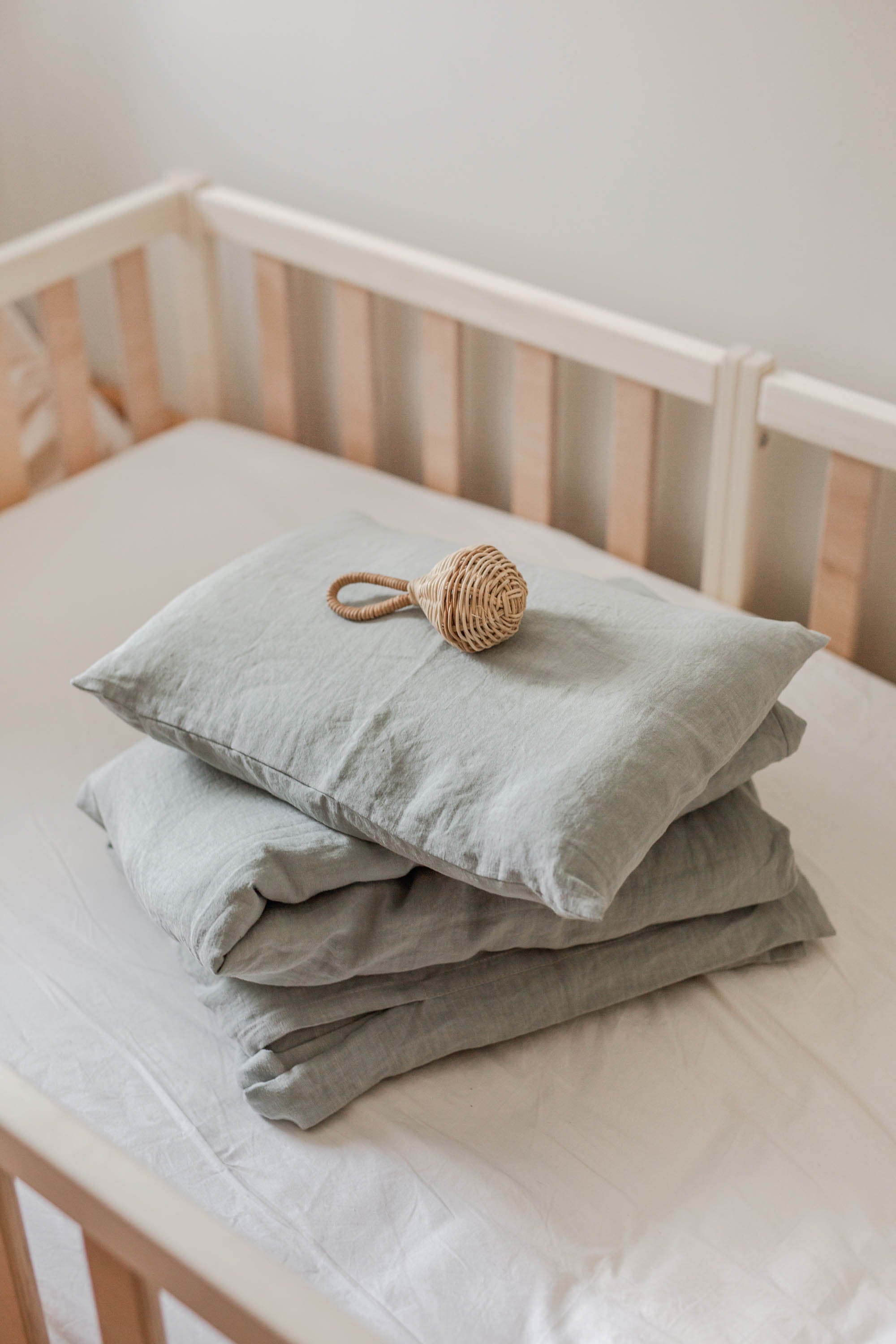 Sage Green Linen Baby Bedding By AmourlInen