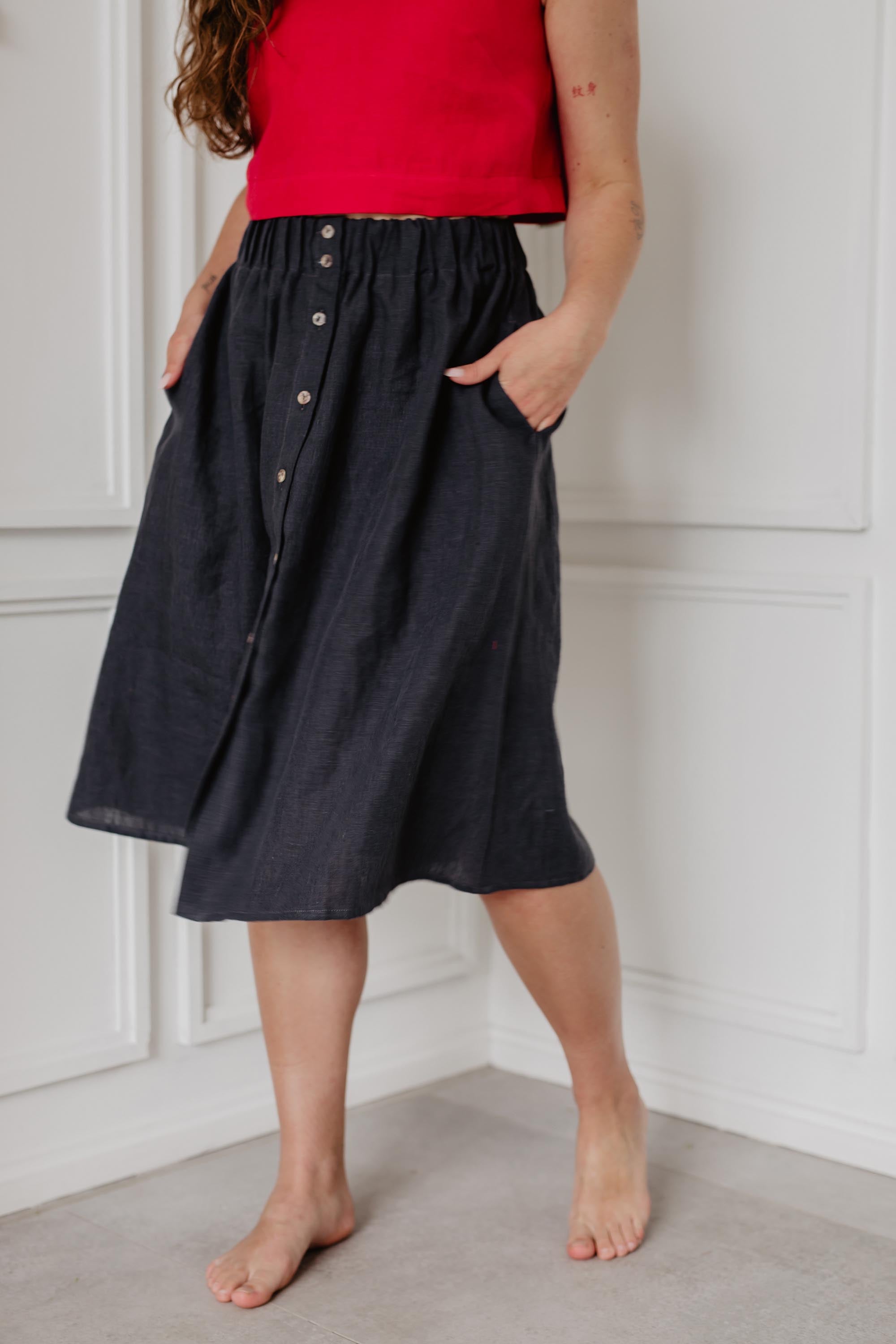 Linen skirt with buttons DAISY | AmourLinen | Linen Clothing