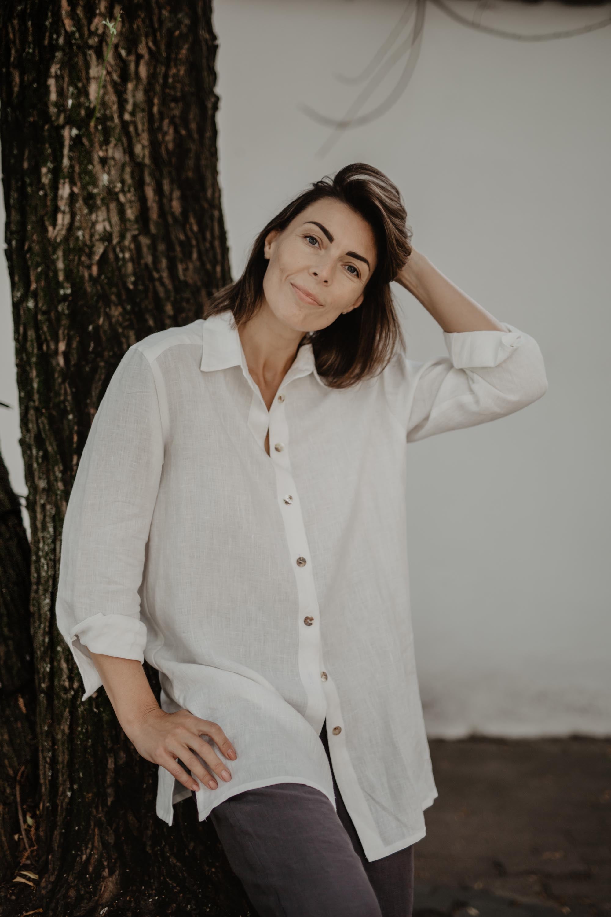 Linen Shirt Women | AmourLinen | Linen Oversized Shirt With Buttons