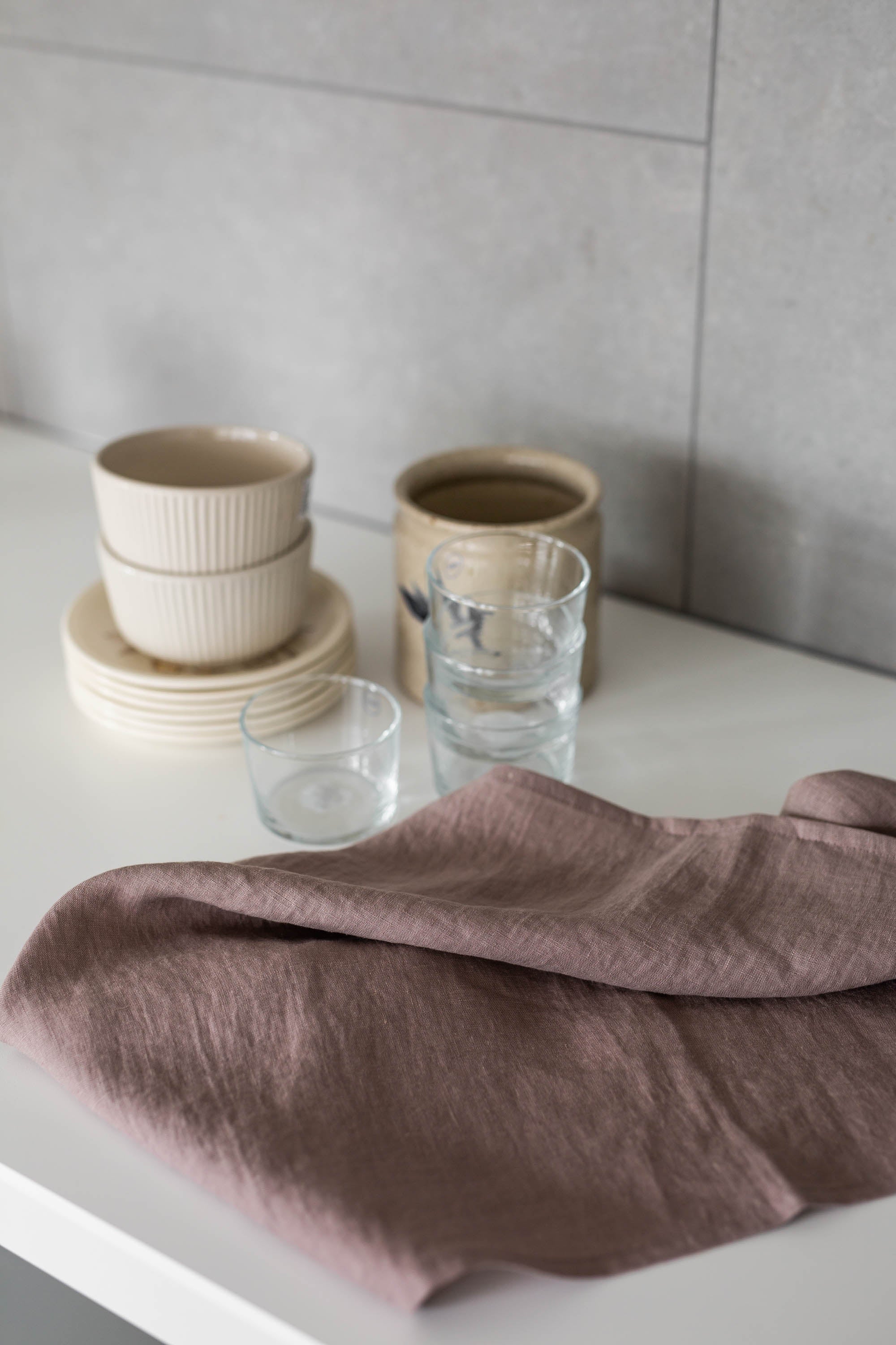 Dusty Brown Linen Tea Towel By AmourLInen