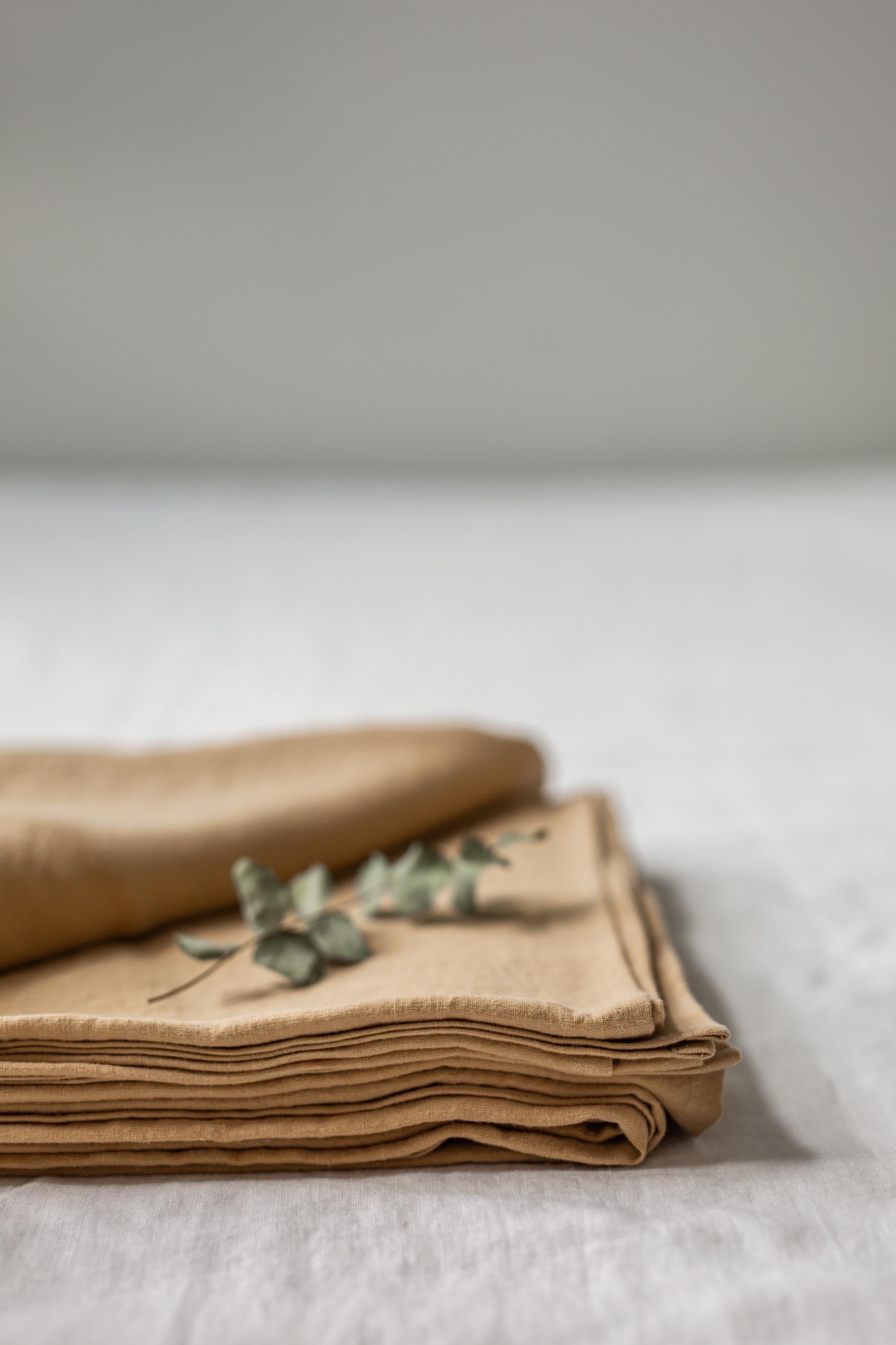 Close Up Of Linen Flat Sheet In Mustard By AmourlInen