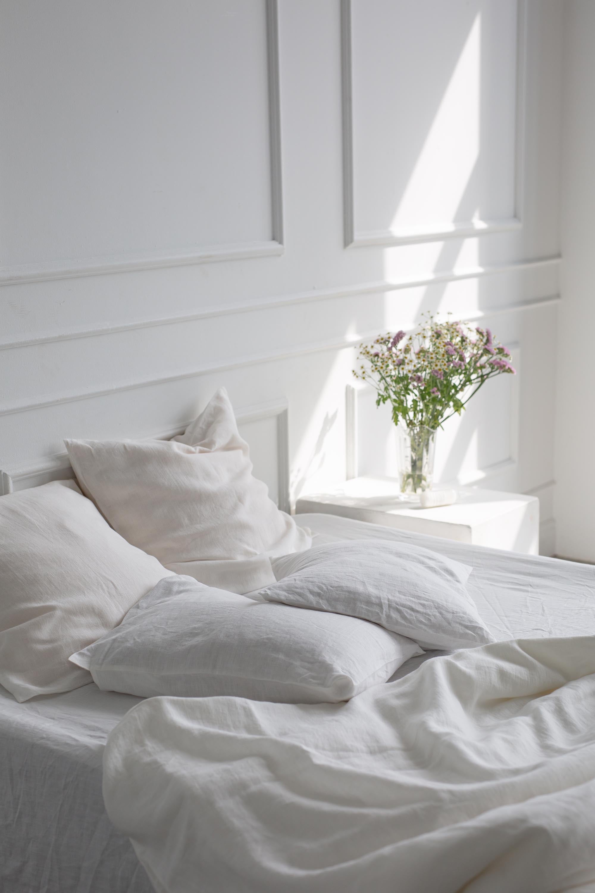Undone Bed With White Linen Duvet Cover By AmourlInen