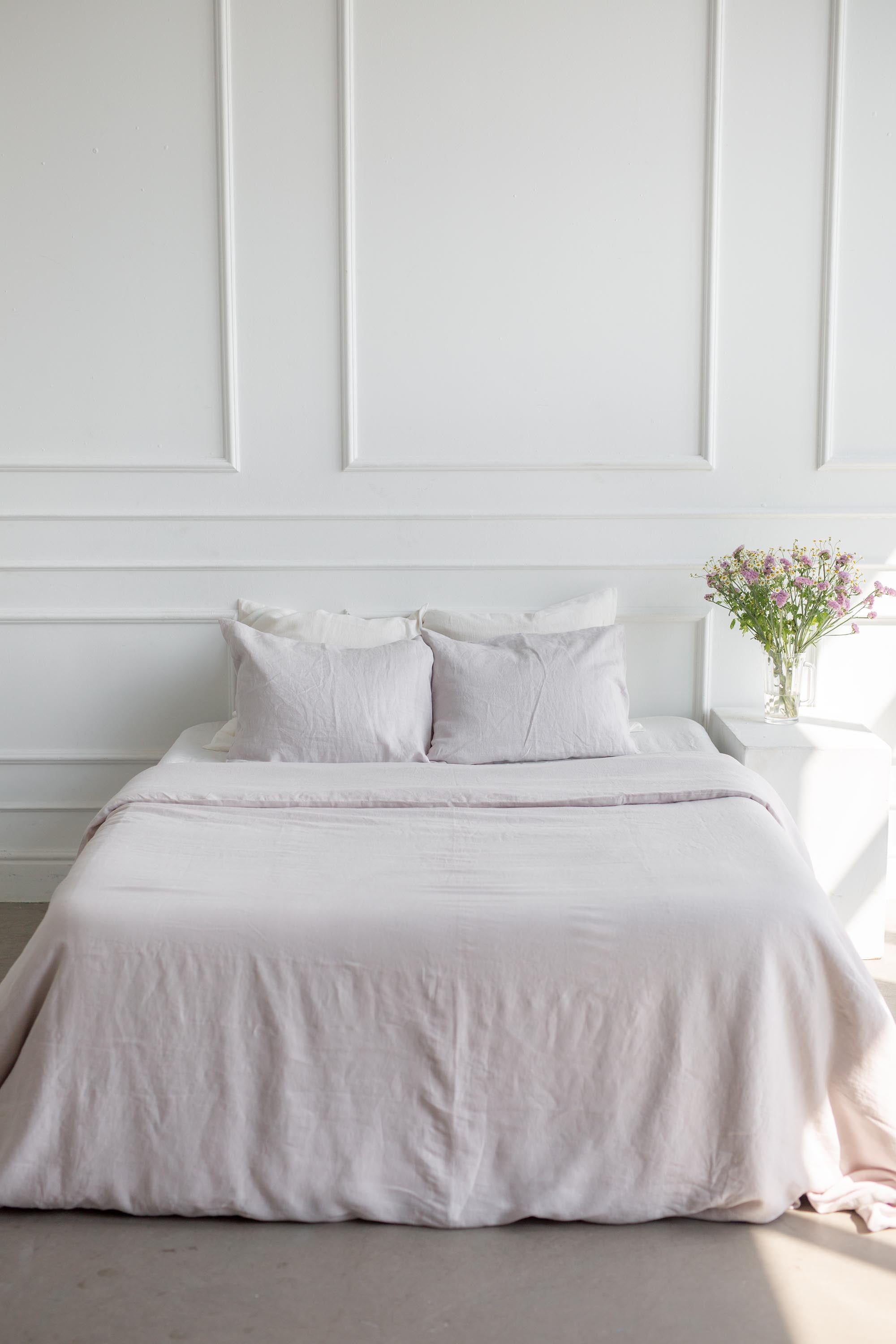 Bed With Cream Linen Duvet Cover By AmourlInen