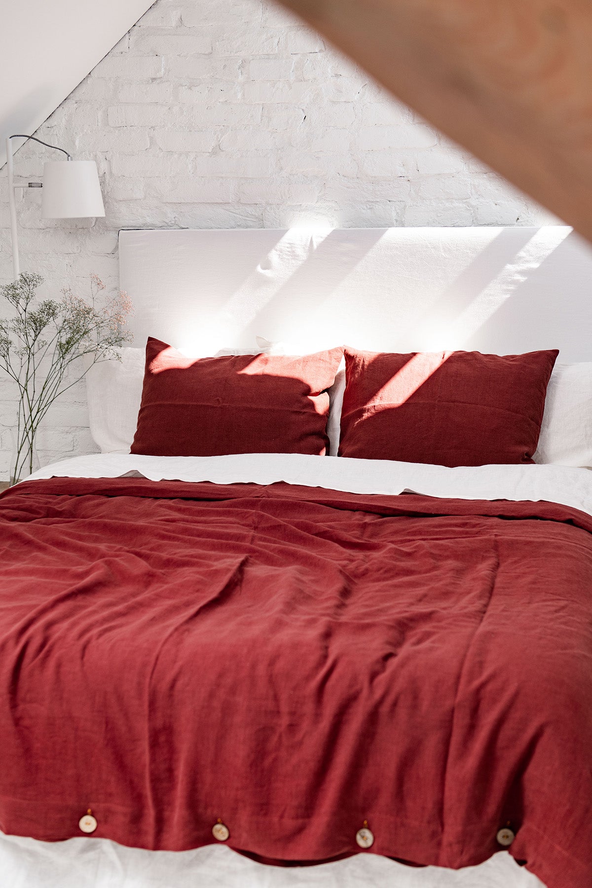 Linen bedding set in Terracotta