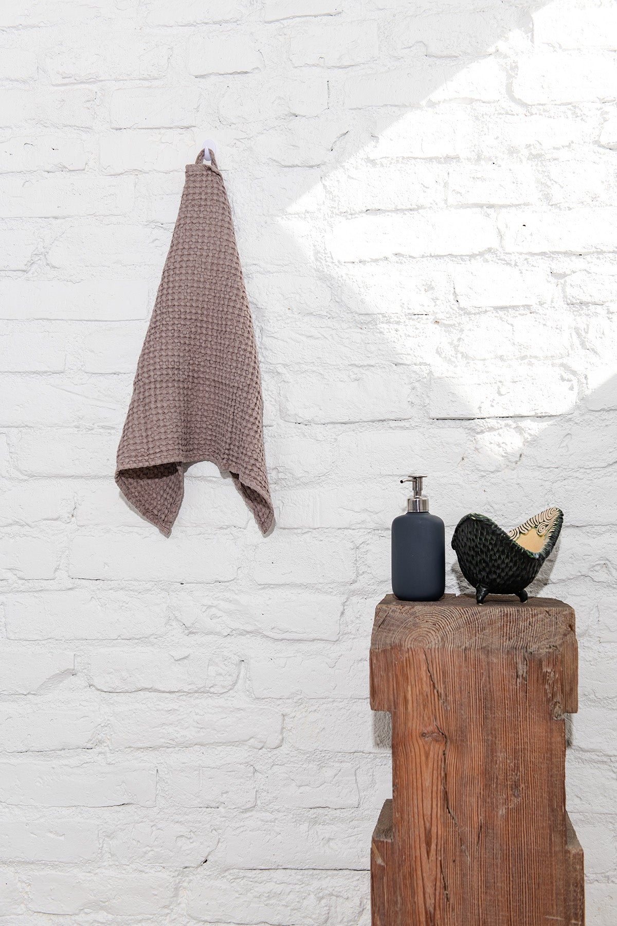 Rosy Brown Waffle Linen Hand Towel By Amourlinen
