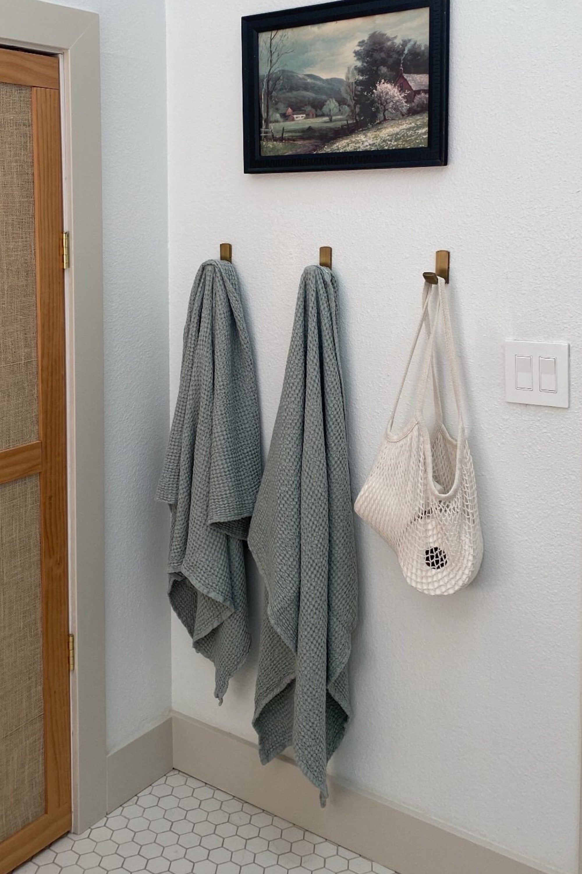 Two Grey Linen Waffle Bath Towels By AmourLinen
